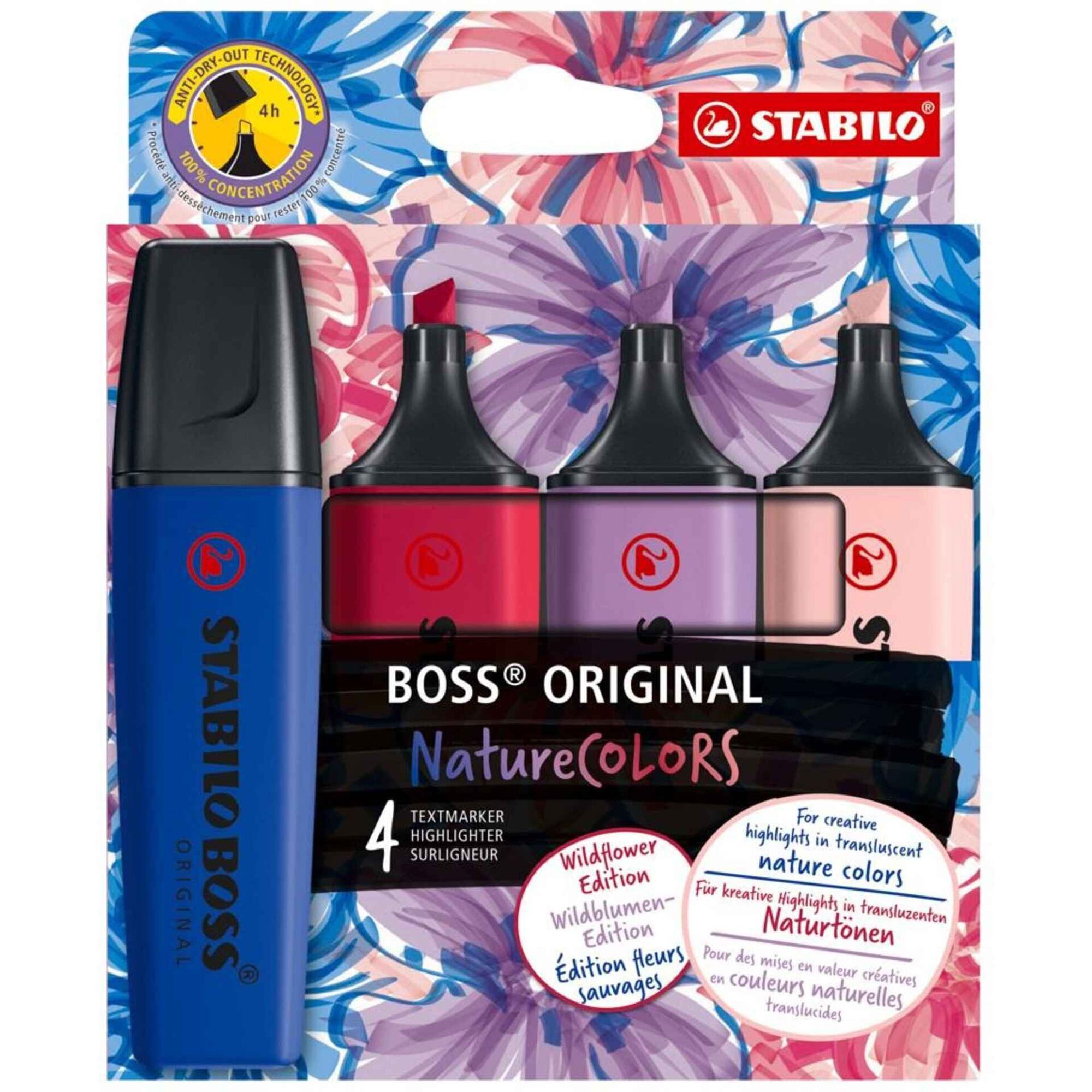 Sublinhadores de Tinta Fluorescente  Nature Colors Stabilo
