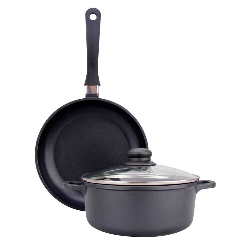 Conjunto Caçarola 20cm e Frigideira 24cm Antiaderente Alumínio Kasa