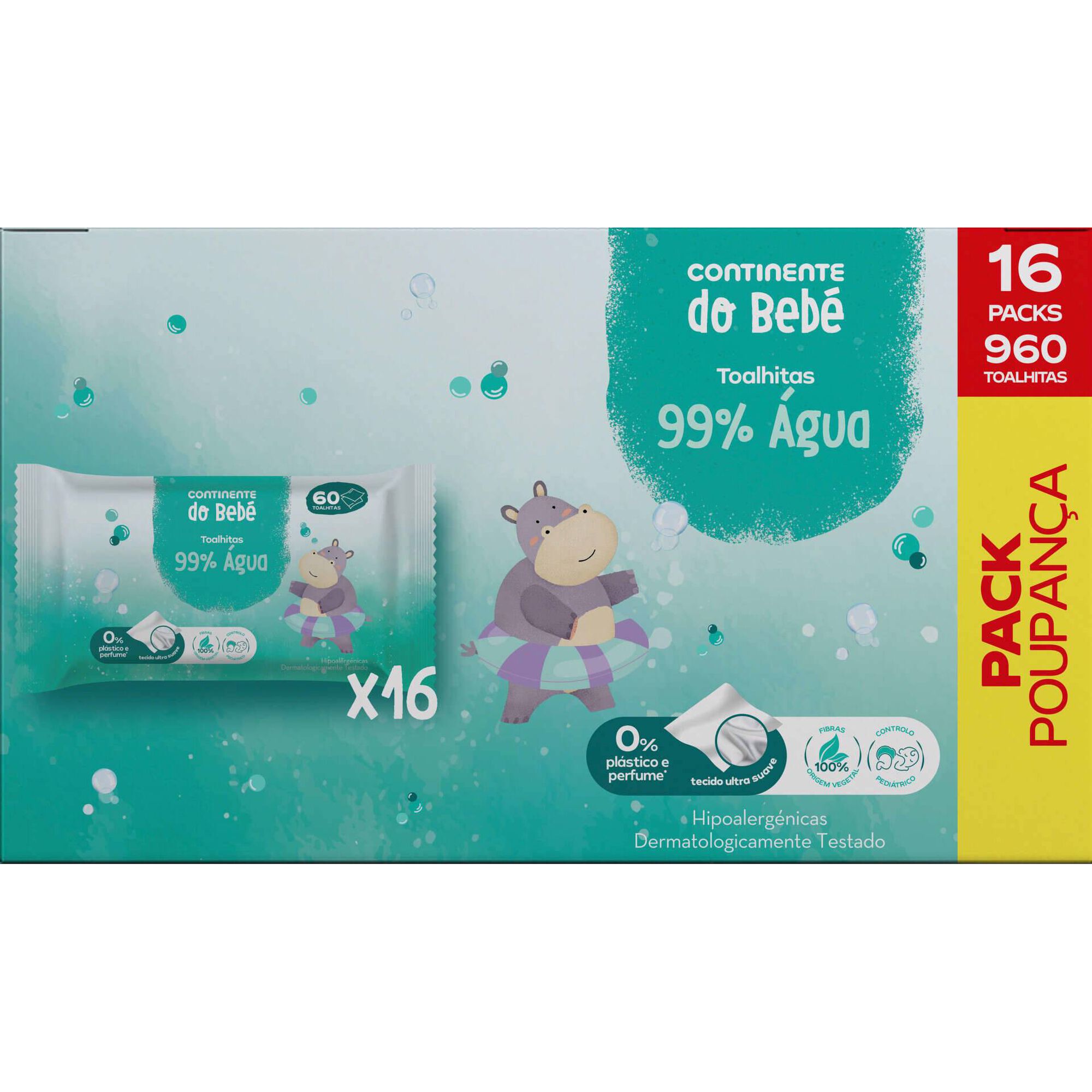 Box Toalhitas Beb&eacute; 99% &Aacute;gua Continente do Beb&eacute;