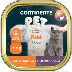 Comida H&uacute;mida para Gato S&eacute;nior Pat&eacute; Frango e Borrego Continente Pet
