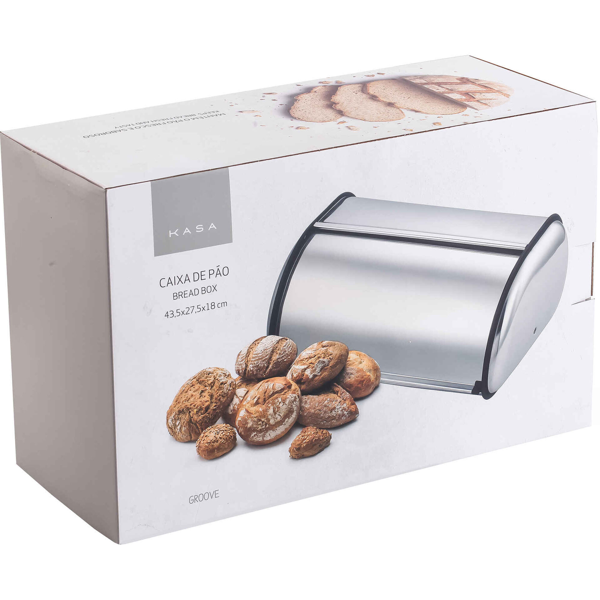 Caixa de P&atilde;o A&ccedil;o Inoxid&aacute;vel Groove Kasa