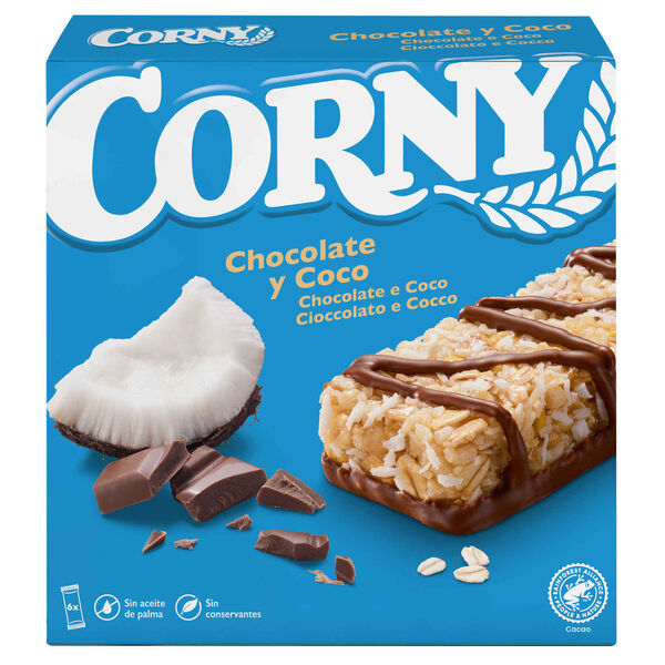 Barras de Cereais Coco com Chocolate Muesli Corny