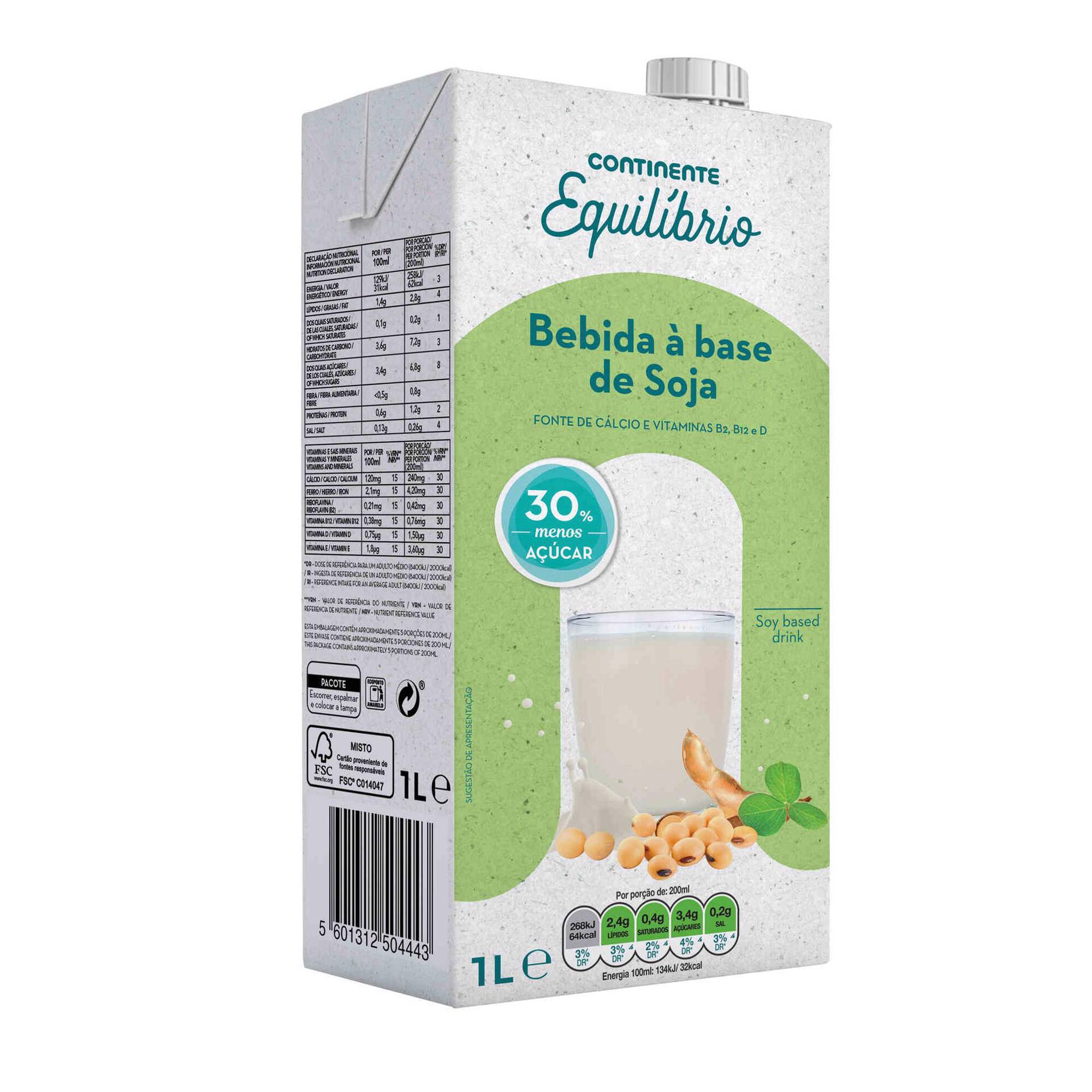 Bebida Vegetal de Soja -30% Açúcares Bebida Vegetal de Soja -30% Açúcares