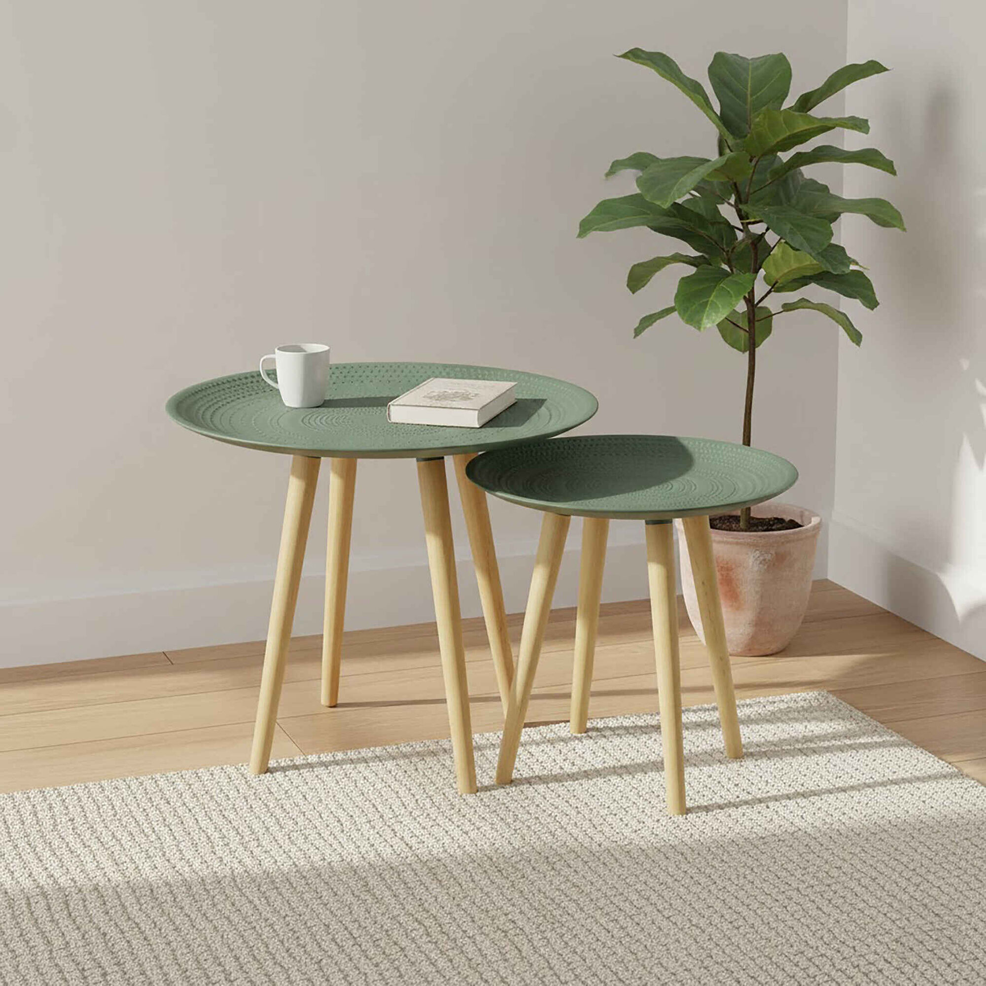 Conjunto 2 Mesas Droplet Verde Kasa