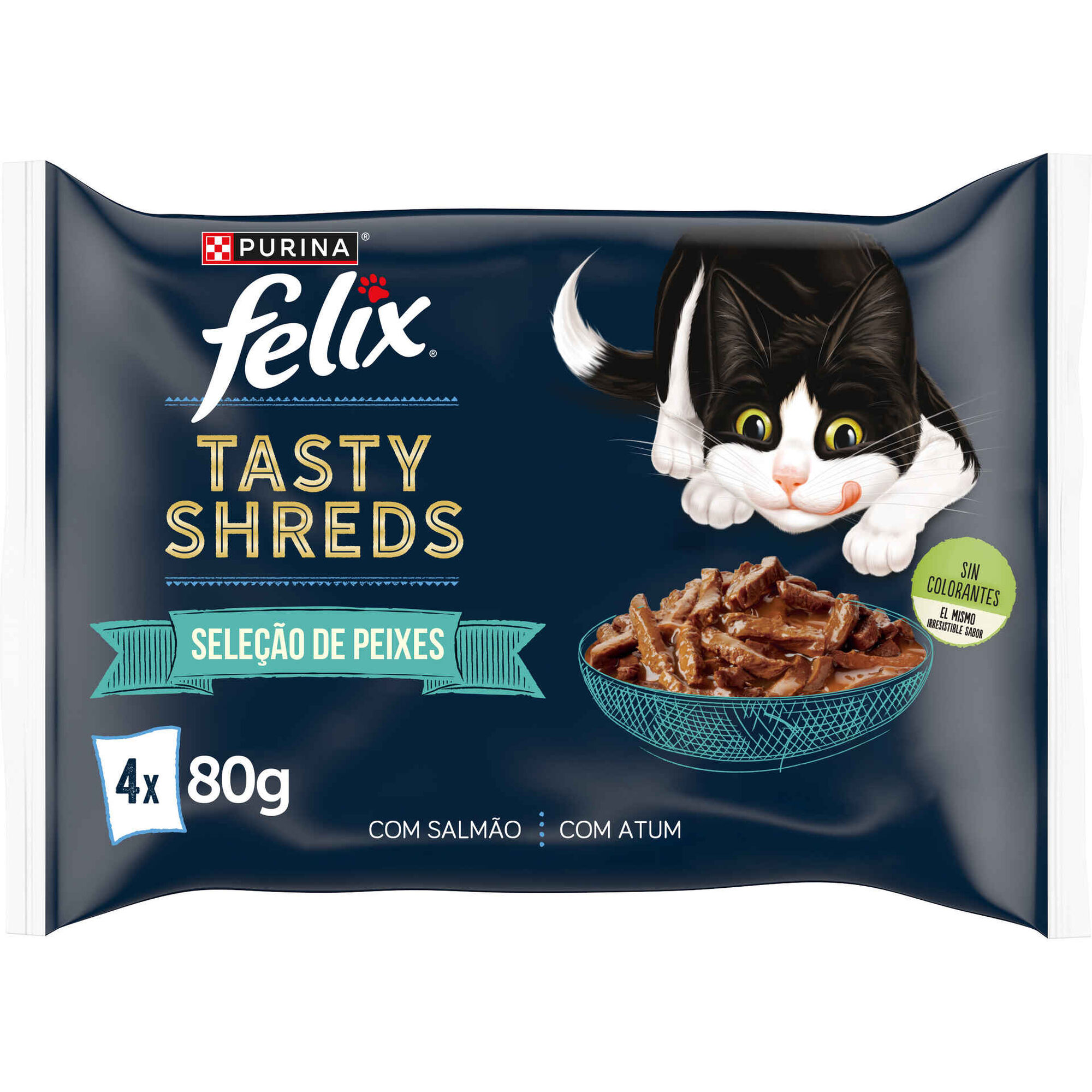 Comida Húmida para Gato Tasty Shreds Seleção Peixes Atum e Salmão
