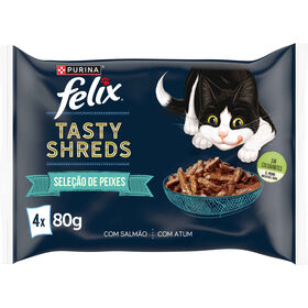 Comida Húmida para Gato Tasty Shreds Seleção Peixes Atum e Salmão