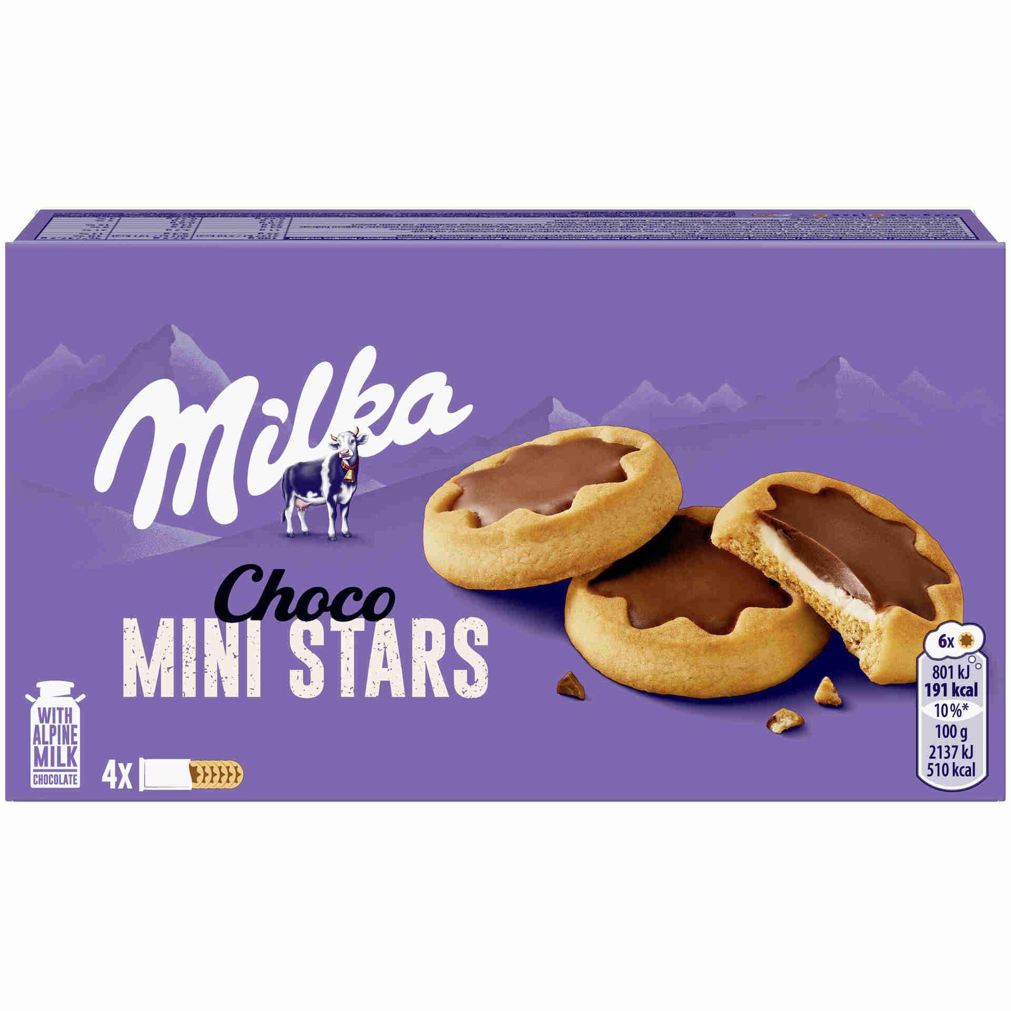 Bolachas com Chocolate Mini Stars Milka