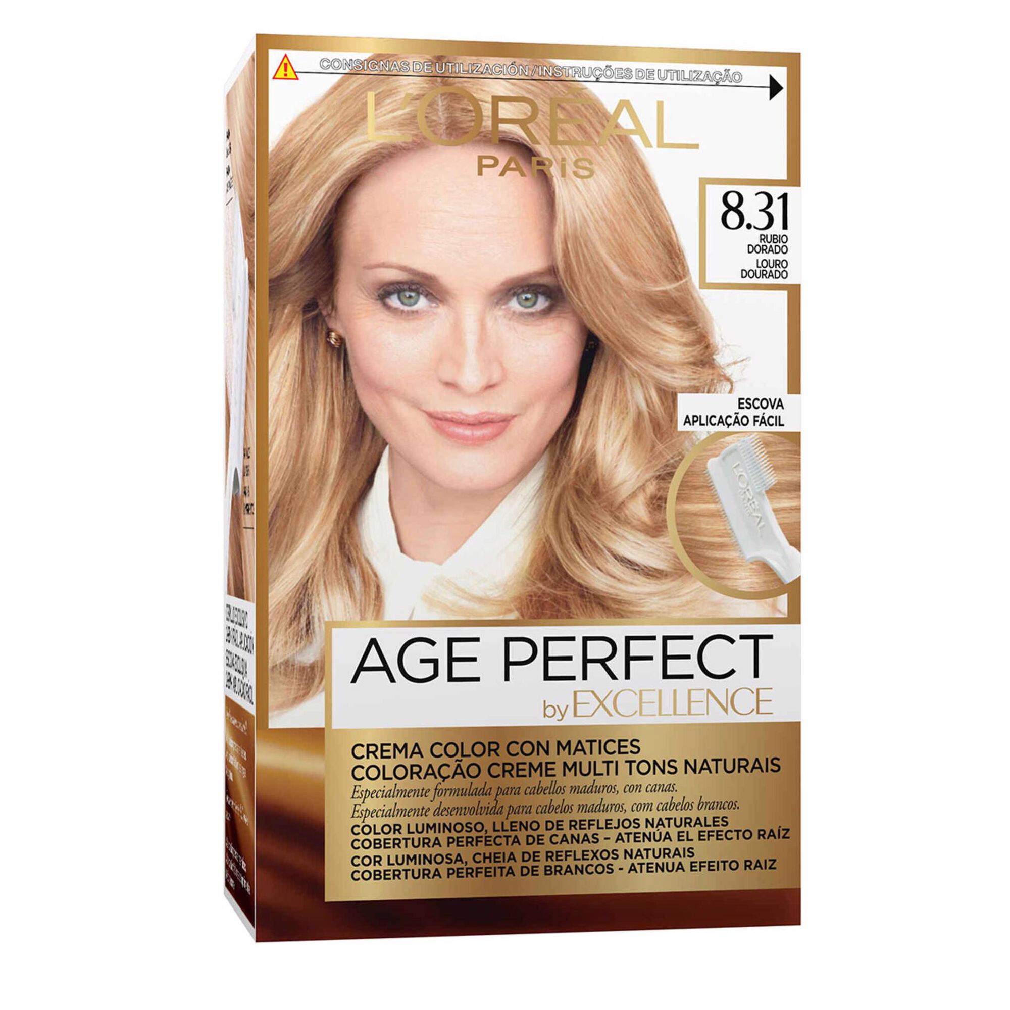 Coloração Permanente Excellence Age Perfect Louro Dourado 8.31 Coloração Permanente Excellence Age Perfect Louro Dourado 8.31