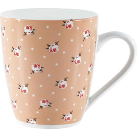Caneca 360ml Rosa com Flores Rosa