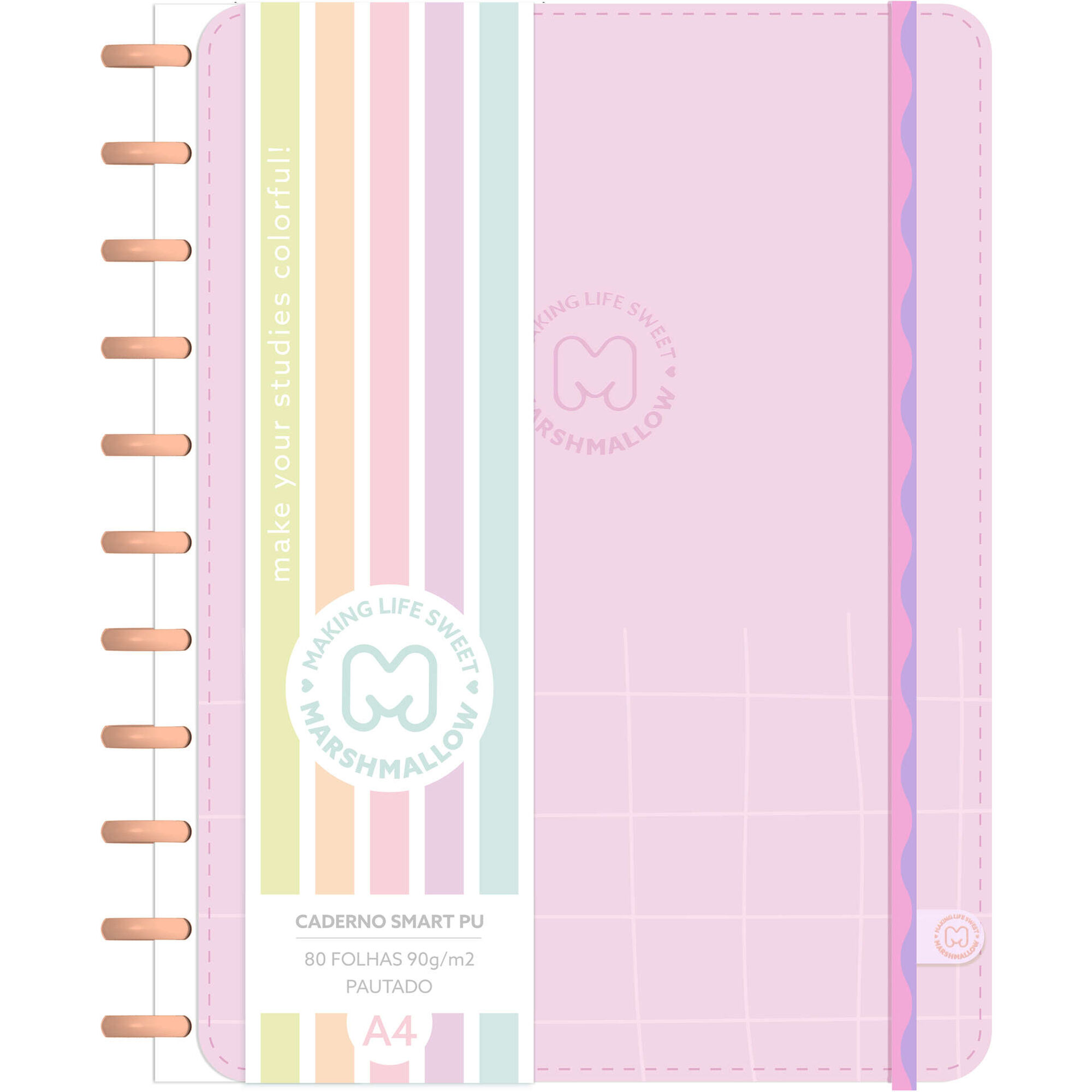 Caderno Smart Espiral A4 Pautado (v&aacute;rias cores) Marshmallow