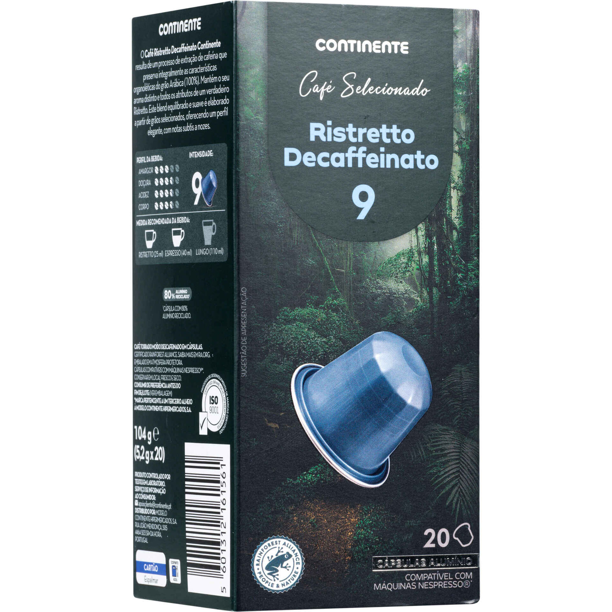 C&aacute;psulas de Caf&eacute; Descafeinado Ristretto Int 9 Continente