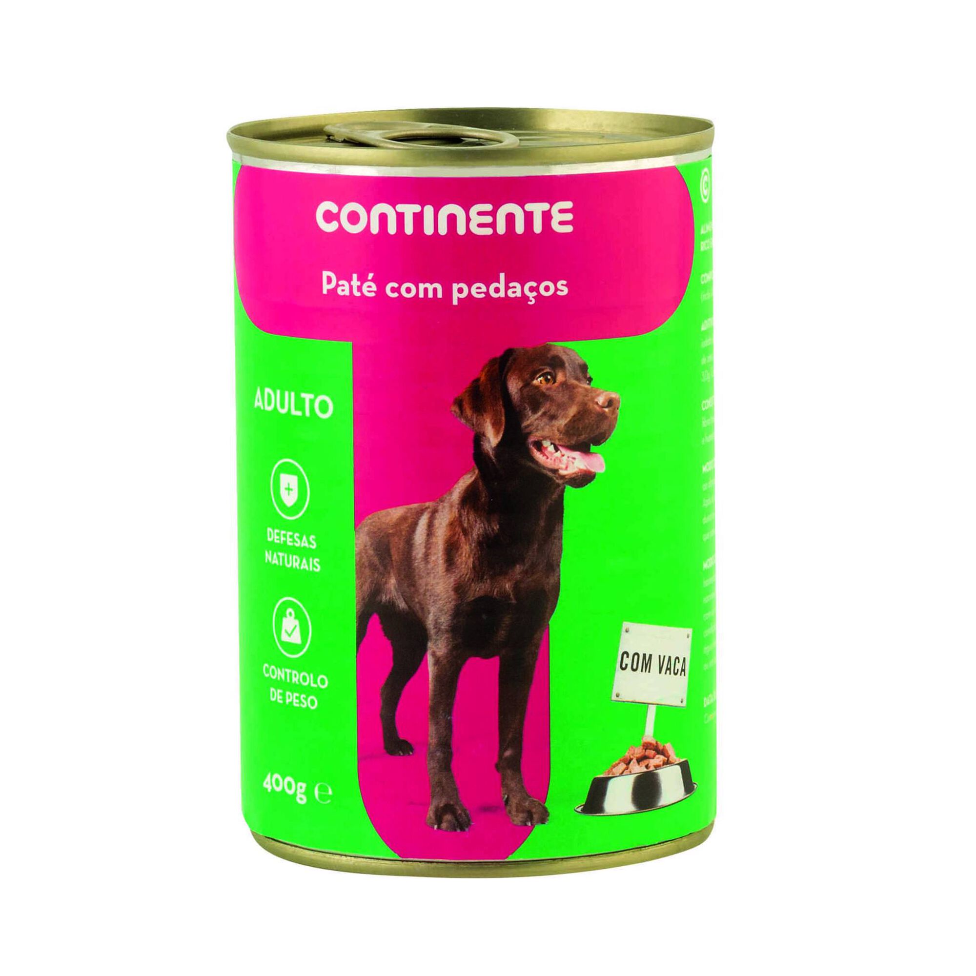 Comida Húmida para Cão Adulto Patê com Pedaços Vaca Lata Comida Húmida para Cão Adulto Patê com Pedaços Vaca Lata