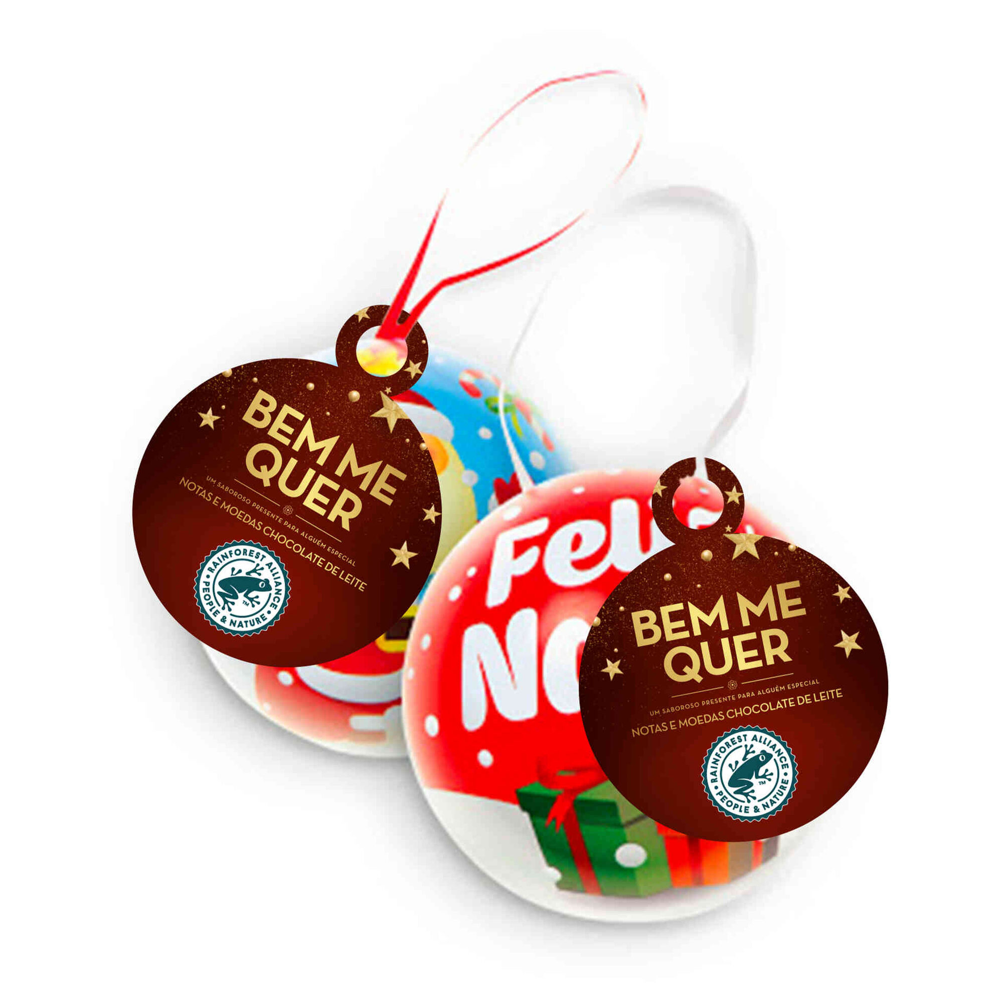 Bombons de Chocolate de Leite Notas e Moedas em Bola Decorativa