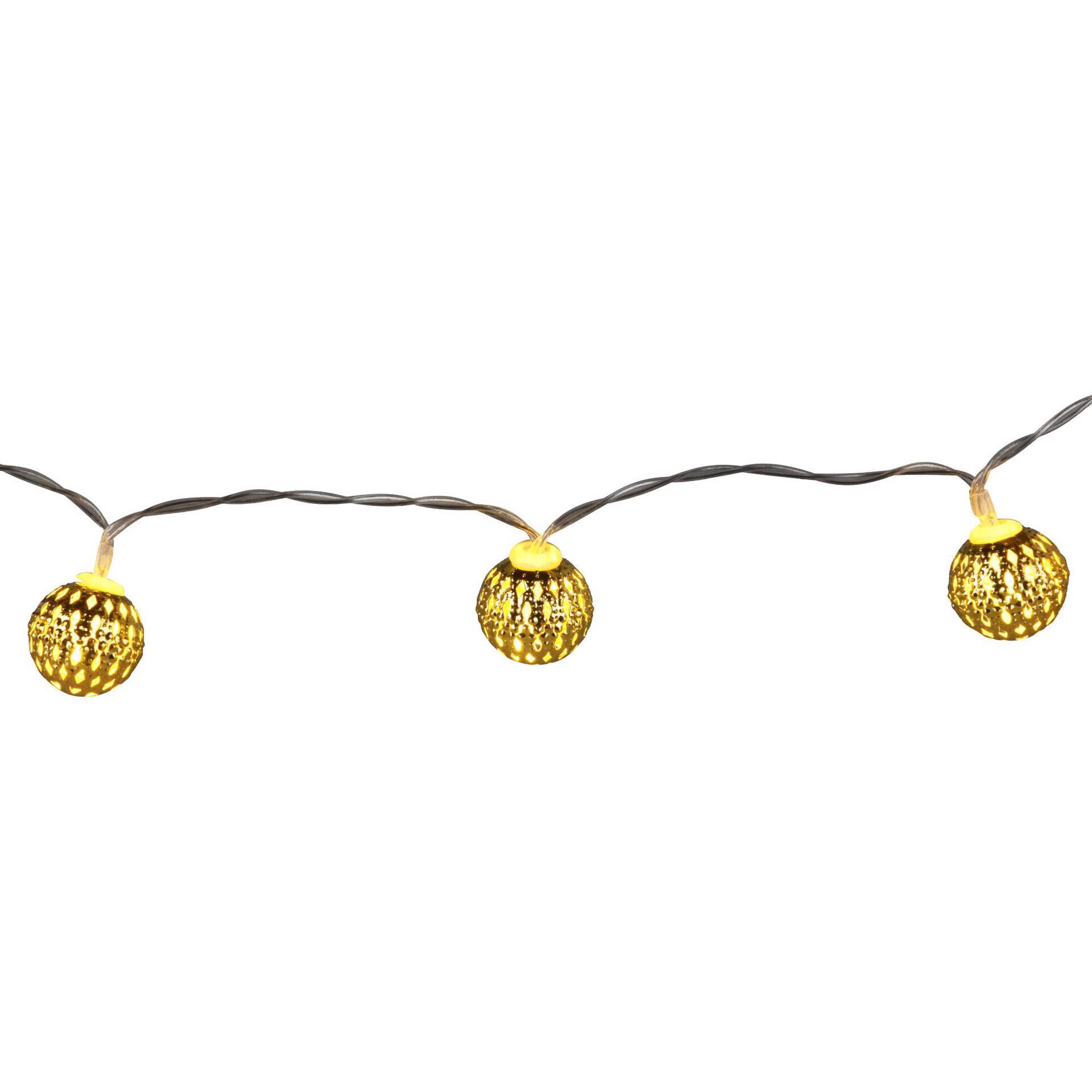 Conjunto 10 Luzes Led Bolas Metal Douradas