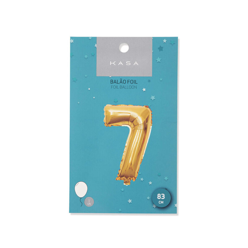 Balão Foil Nº7 83cm Dourado Kasa