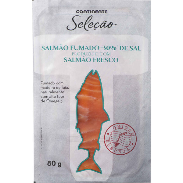 Salmão Fumado da Noruega 30% Menos Sal Continente Seleção