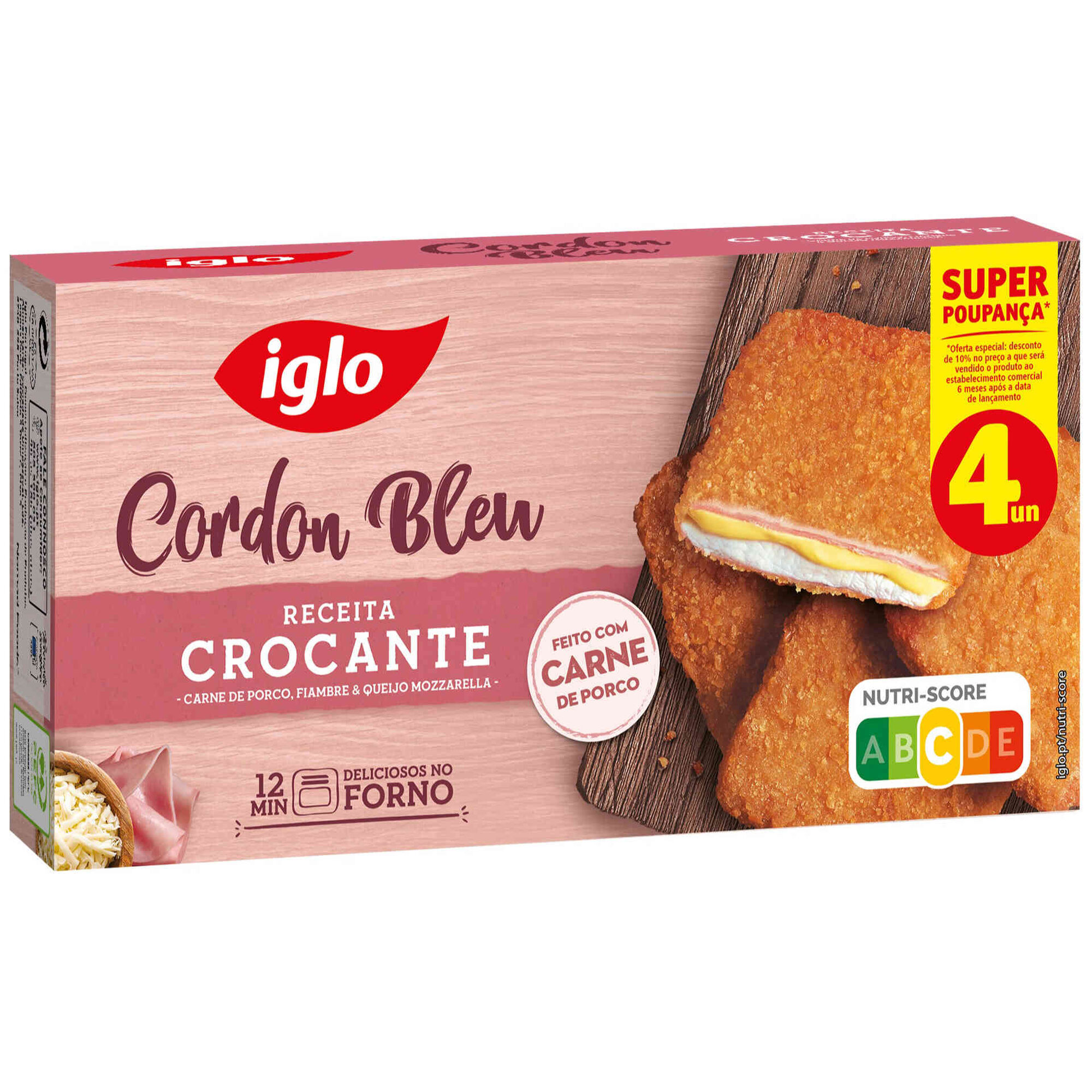 Cordon Bleu de Porco, Fiambre e Queijo Mozzarella