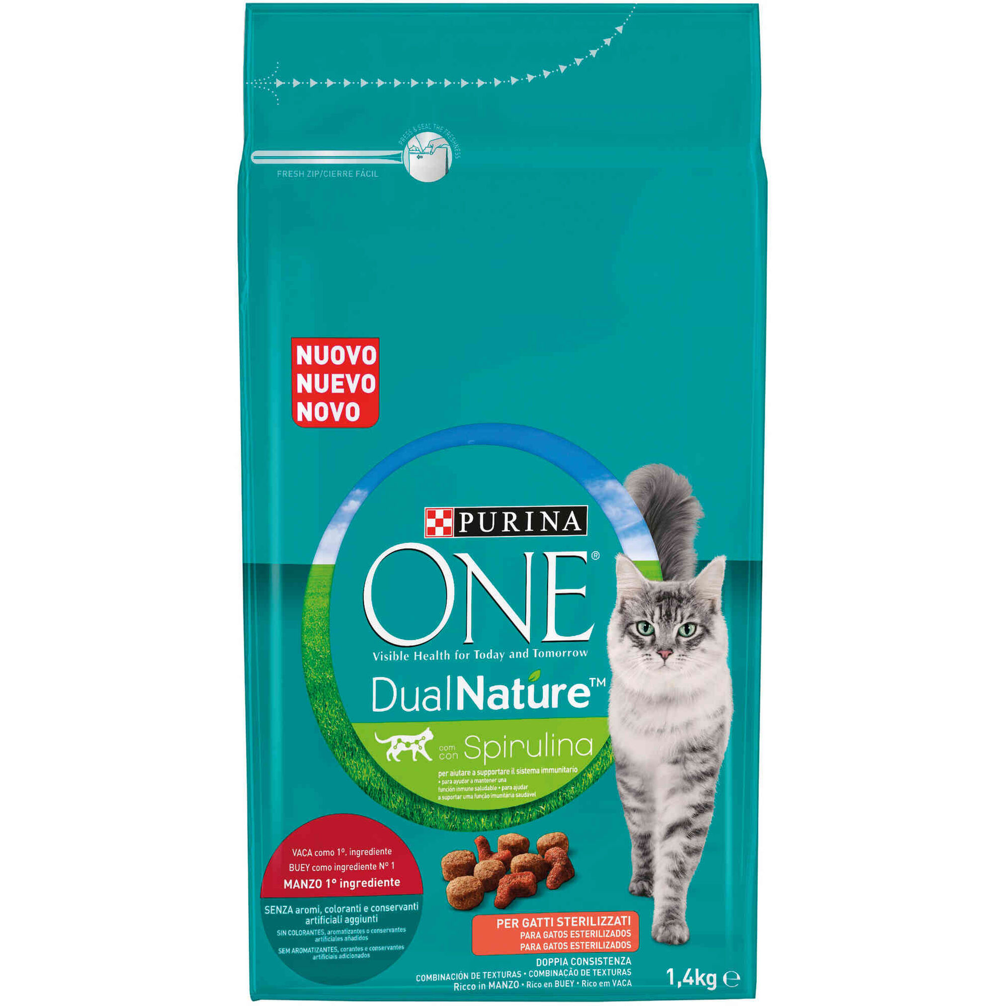 Ração para Gato Adulto Esterilizado Spirulina Vaca Purina One