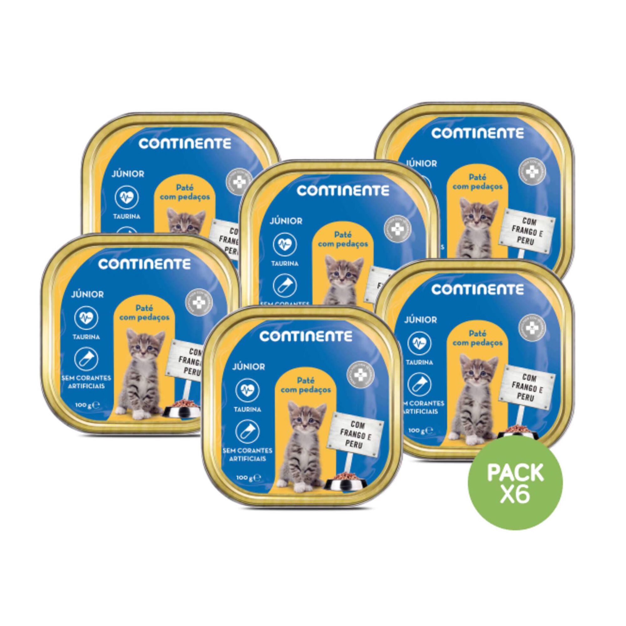 Comida Húmida para Gato Júnior Frango e Perú Paté Pedaços
