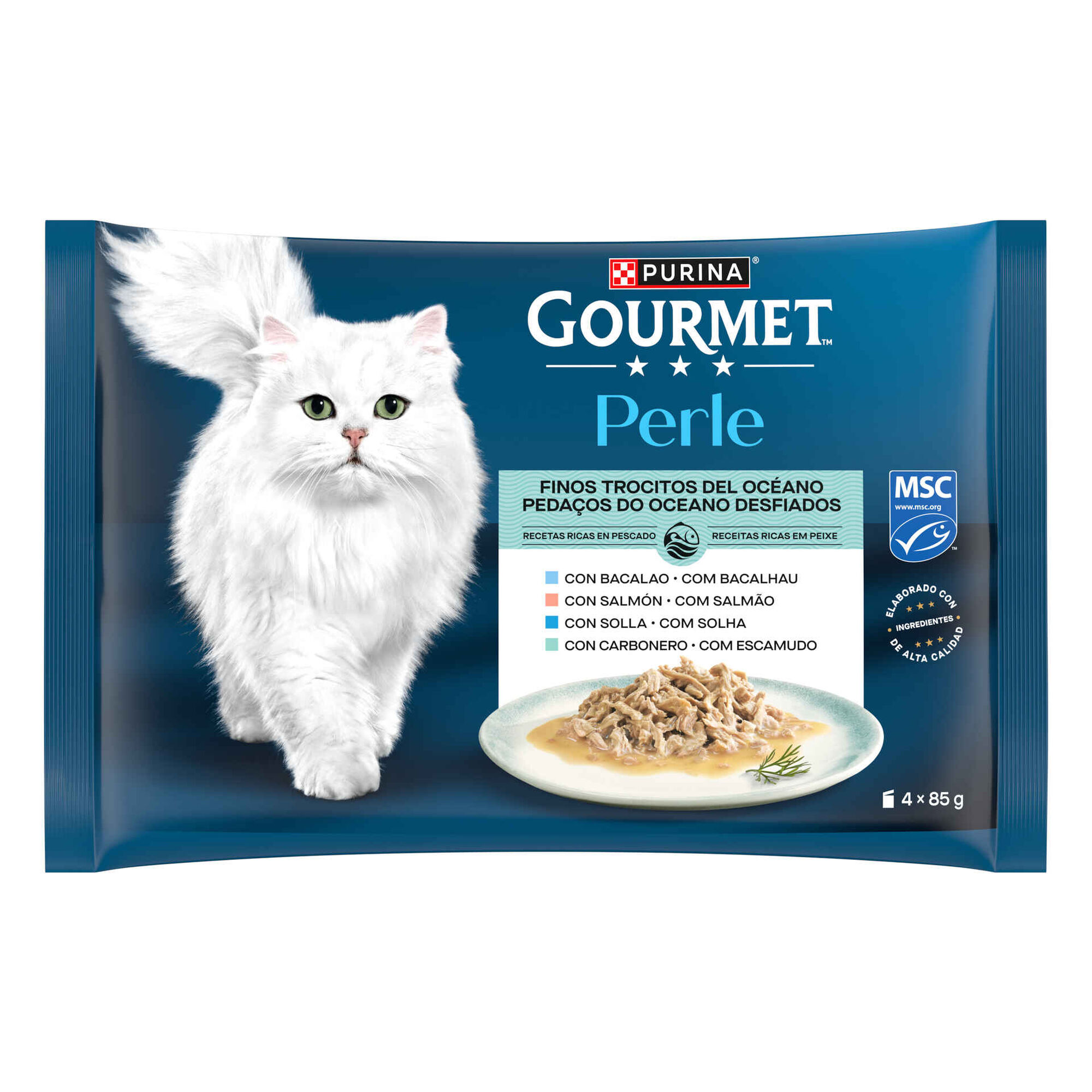 Comida H&uacute;mida para Gato Adulto Peda&ccedil;os do Oceano Purina Gourmet Perle