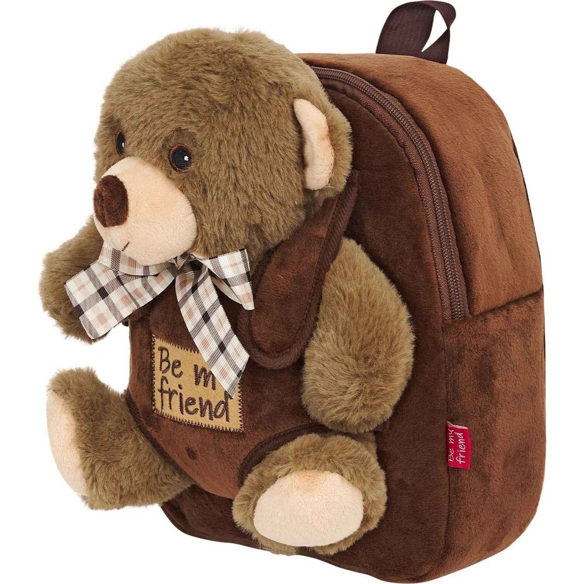 Mochila com Peluche Ursinho Castanho