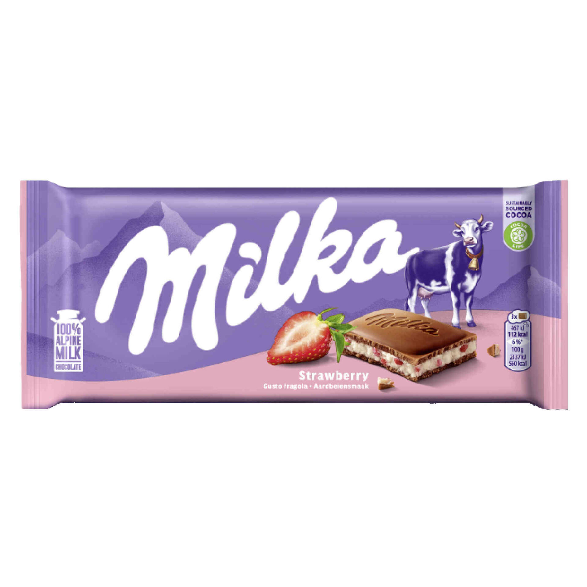 Tablete de Chocolate de Leite com Morango e Iogurte
