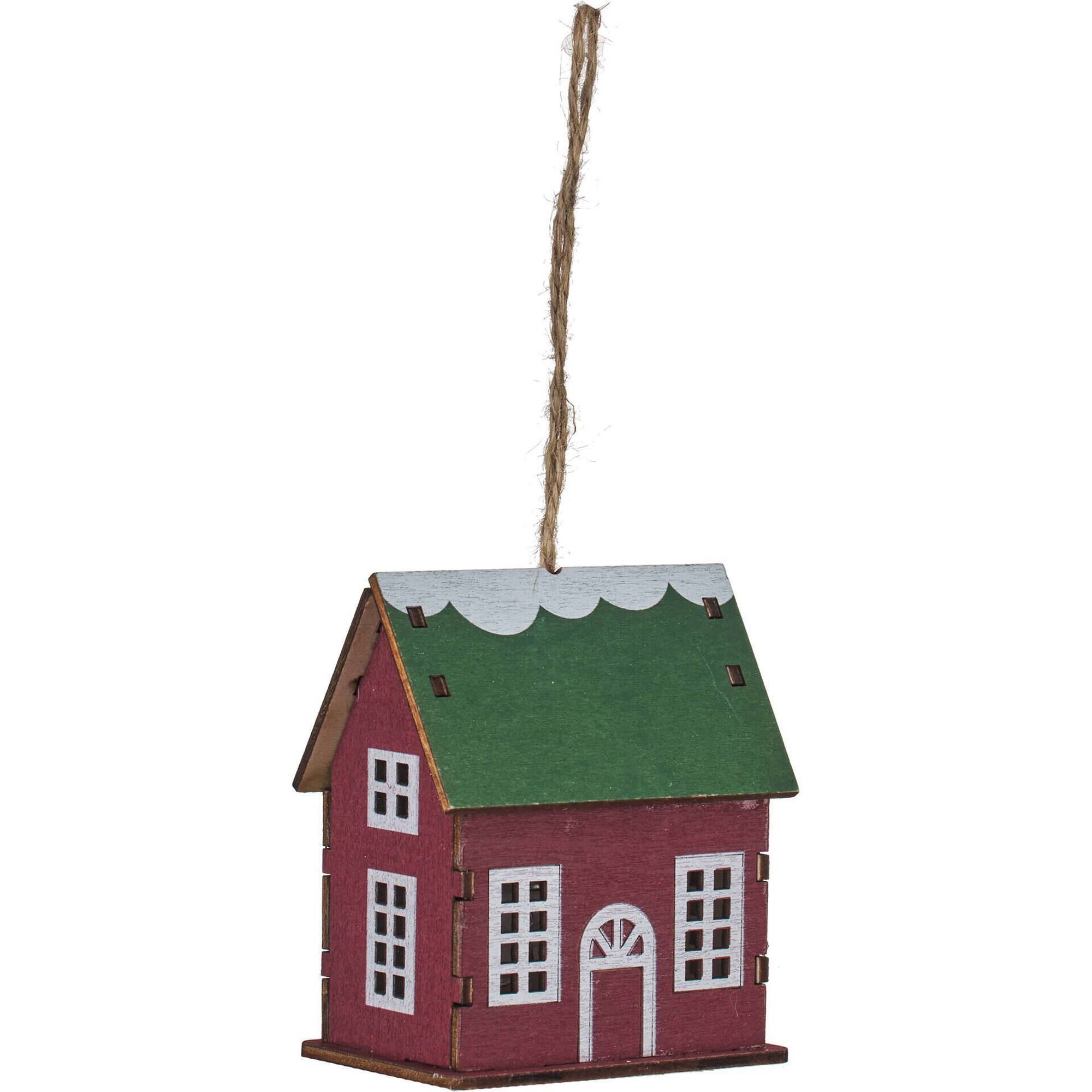 Ornamento Casinha com Luz Telhado Verde