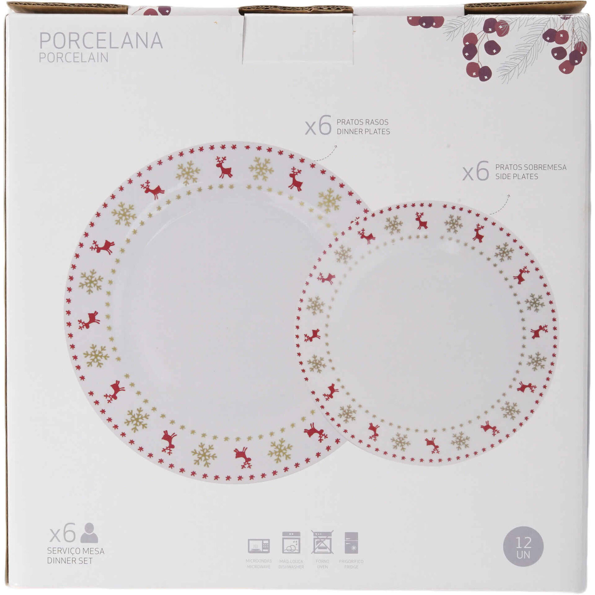 Serviço 12 Peças Rena Mica Dourado