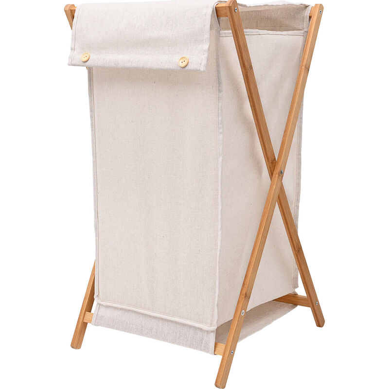 Cesto Roupa Suja Estrutura Bambu Kasa