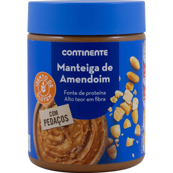 Manteiga de Amendoim com Pedaços sem Glúten Continente