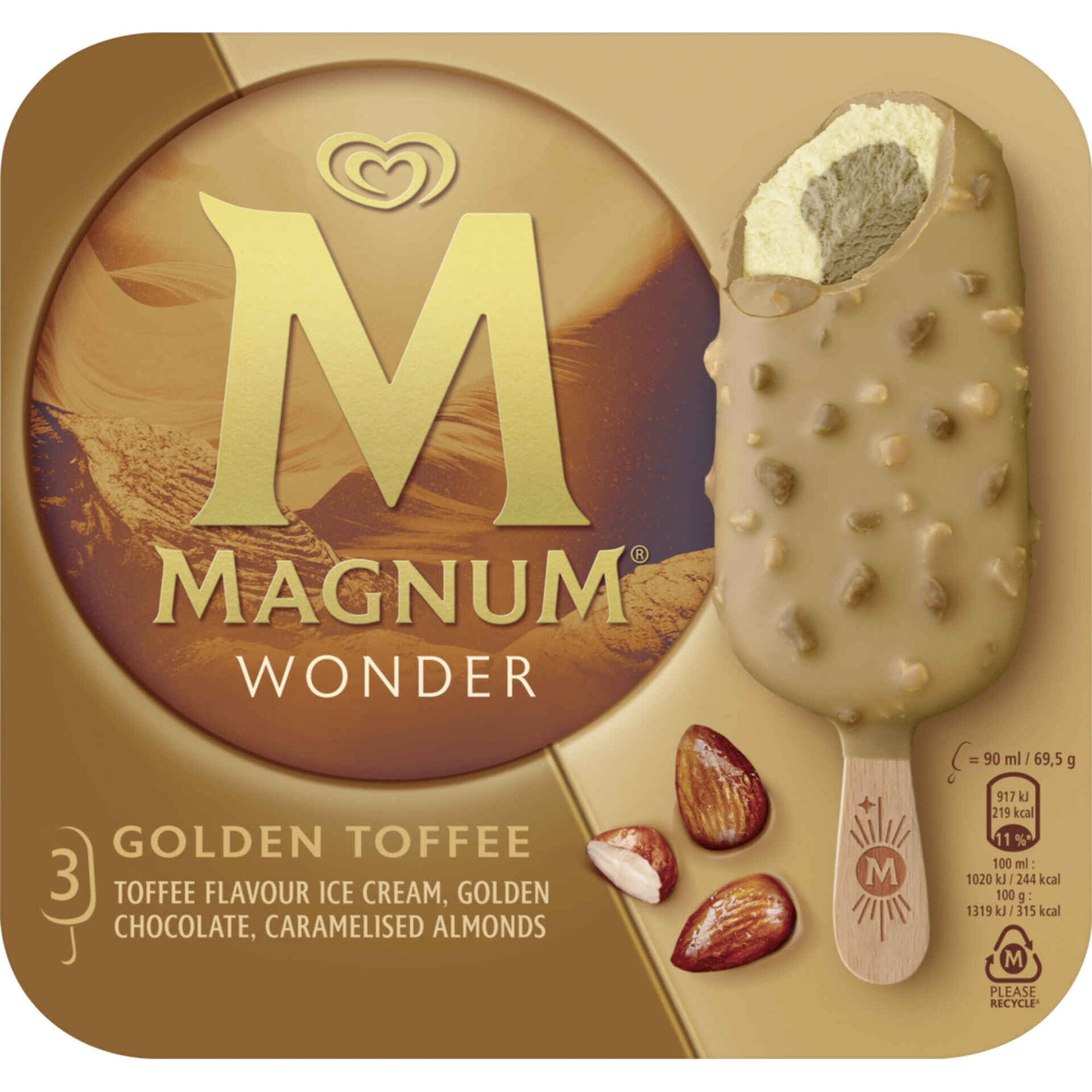 Gelado Wonder Toffee, Chocolate e Amêndoas Caramelizadas Gelado Wonder Toffee, Chocolate e Amêndoas Caramelizadas