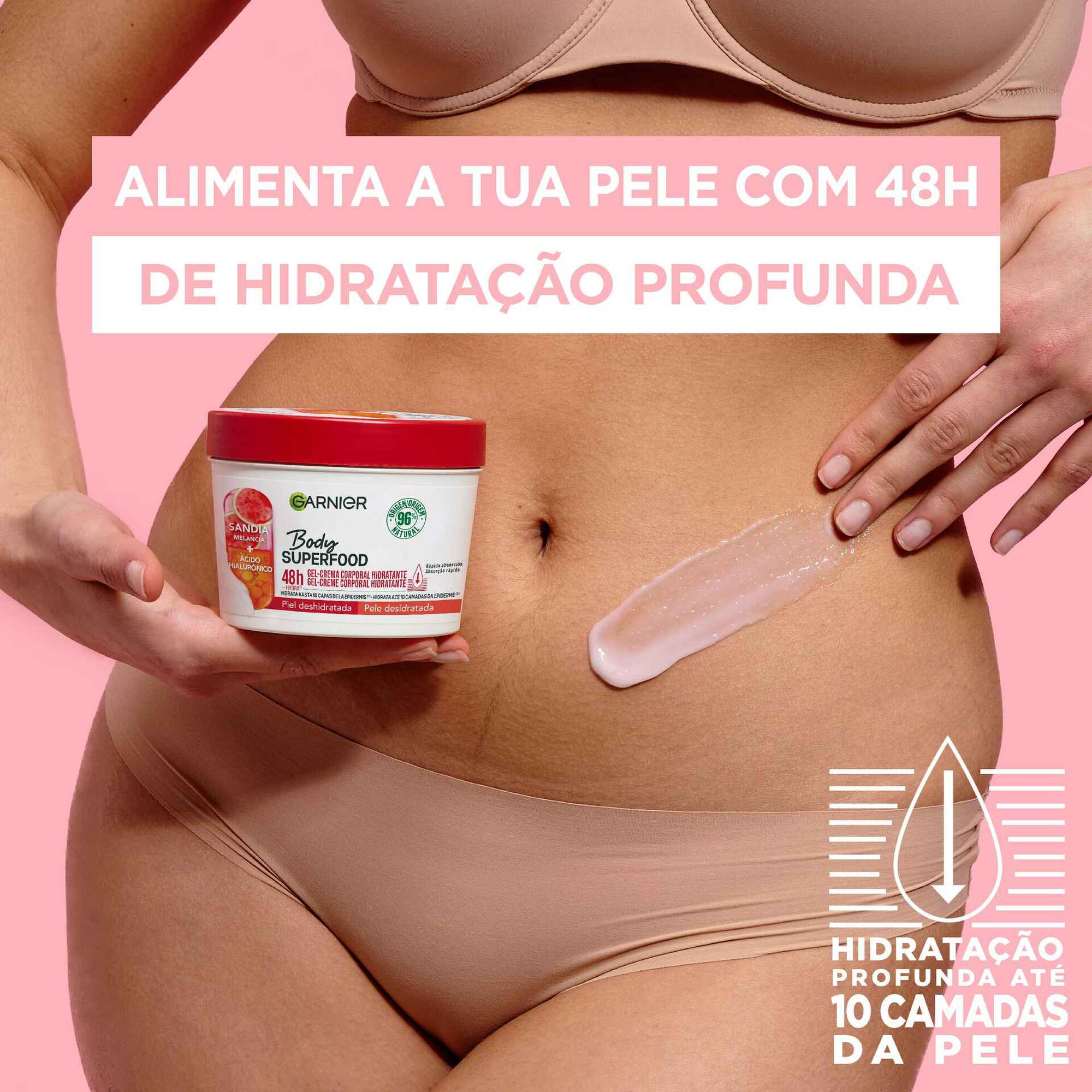 Creme Corpo Hidratante Melancia e &Aacute;cido Hialur&oacute;nico Superfood