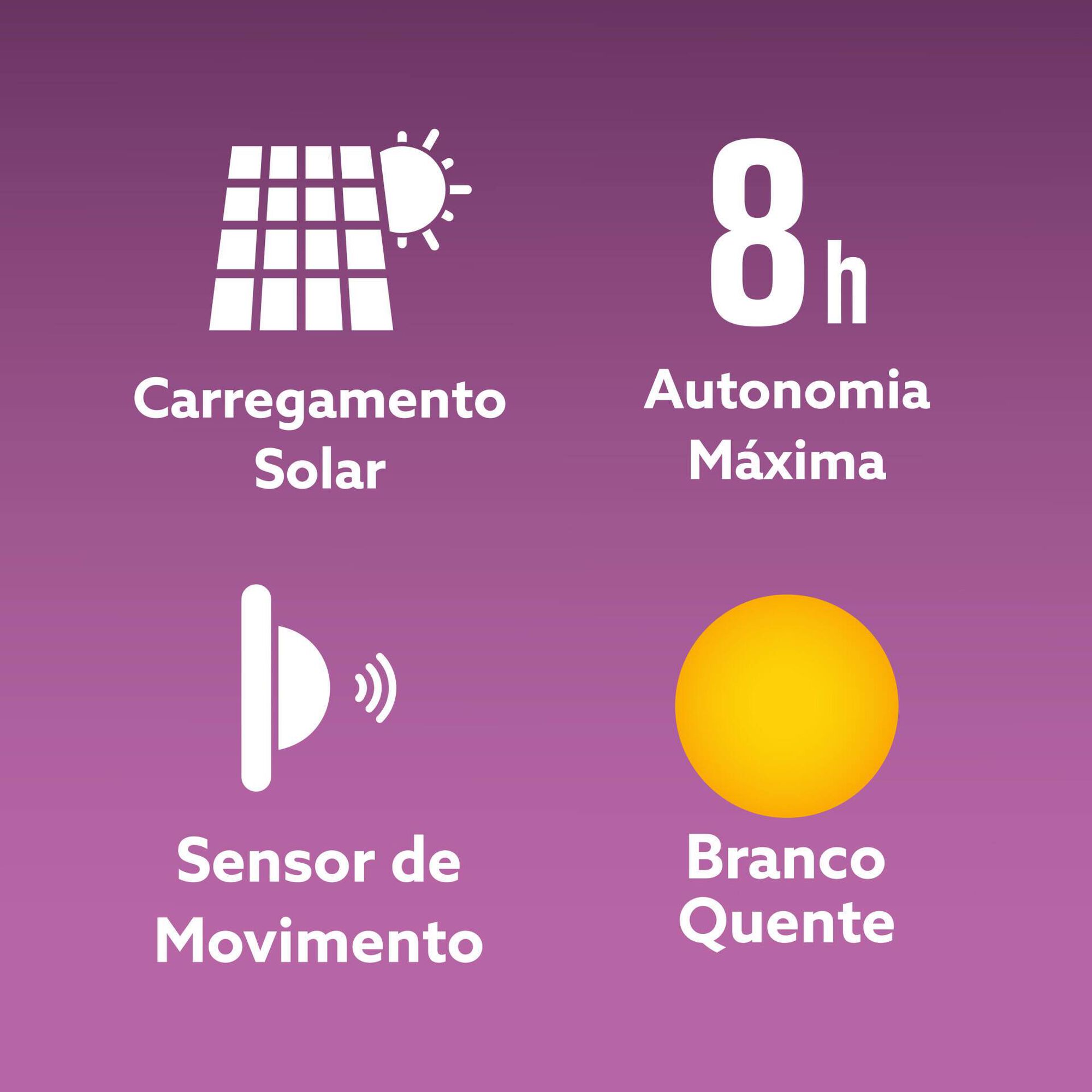 Foco de Parede Solar 3 LEDs Preto Boost