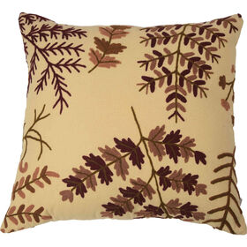 Almofada 45x45cm Bordada Flores Castanhas