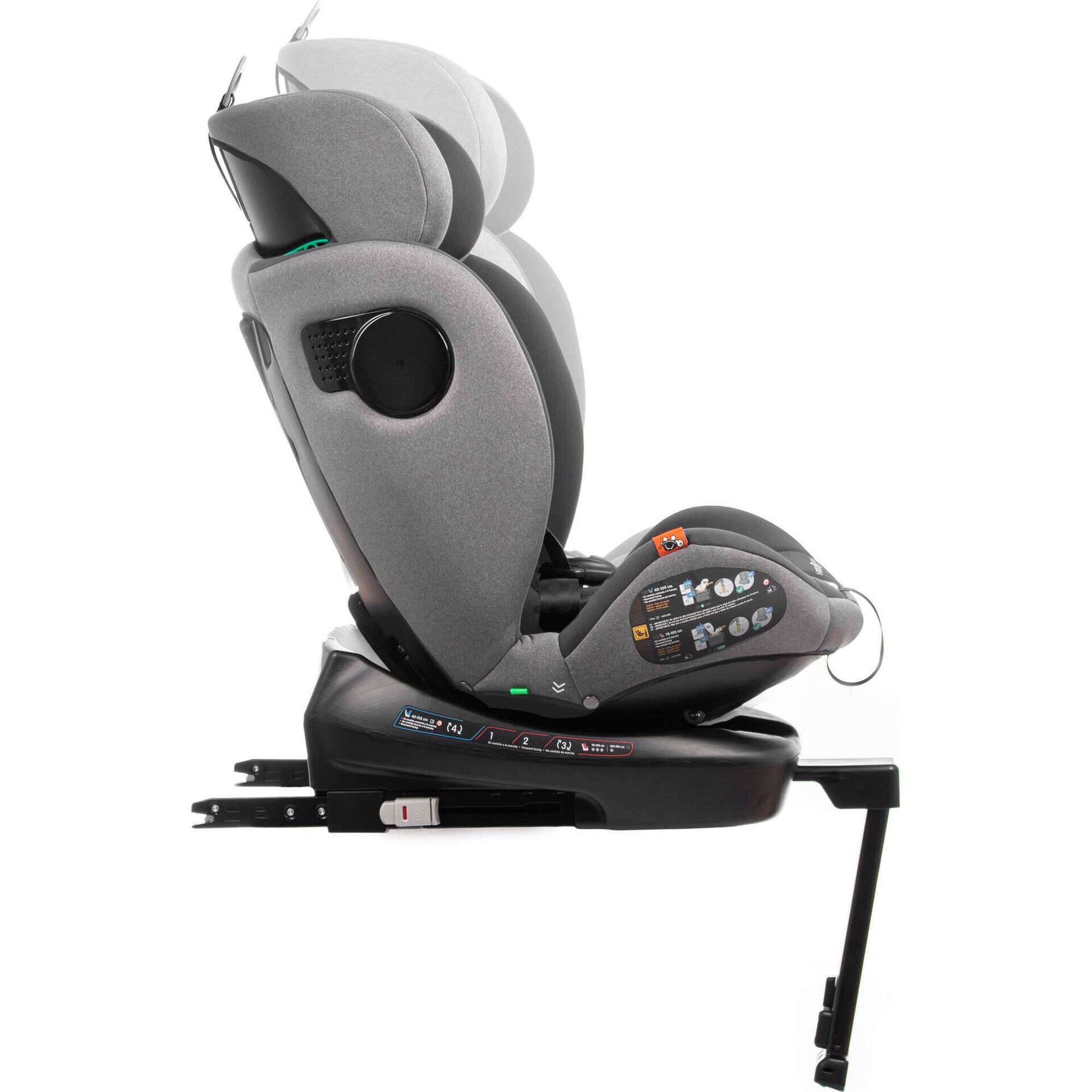 Cadeira Auto I-Size 40-150cm Isofix Rotativa com Pata Cinza