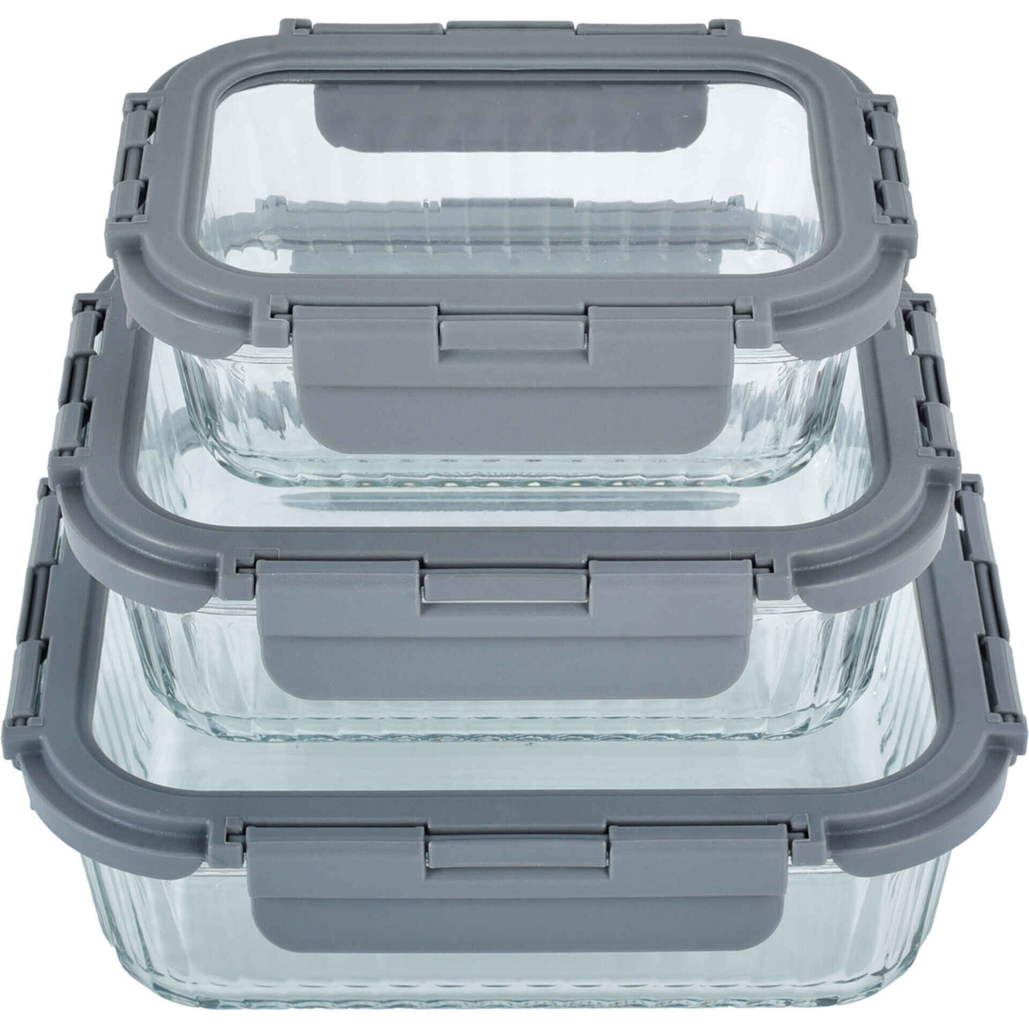 Conjunto 3 Caixas Herm&eacute;ticas Cinza Ceramic Colors Kasa