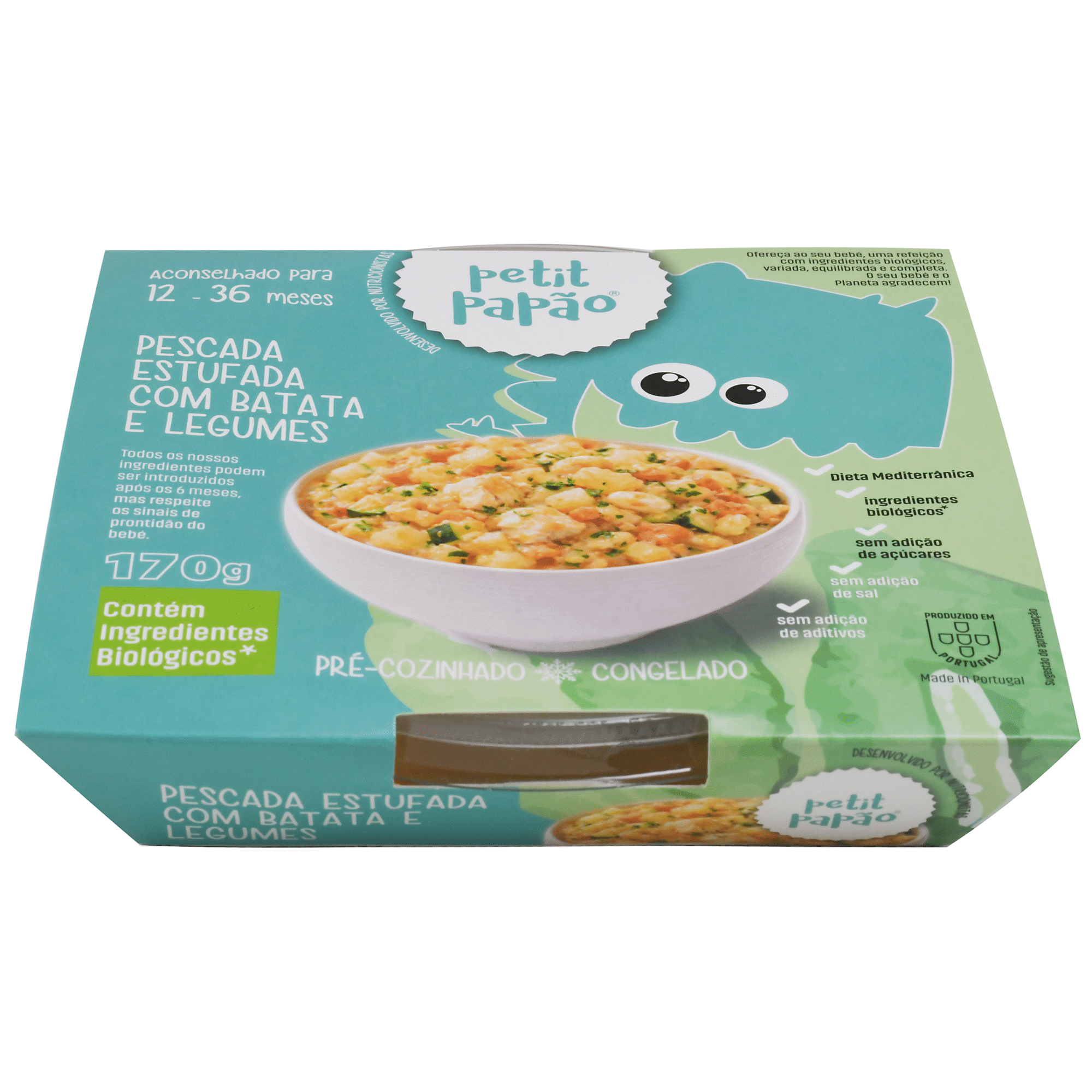 Pescada Estufada com Bata e Legumes +12M Petit Pap&atilde;o