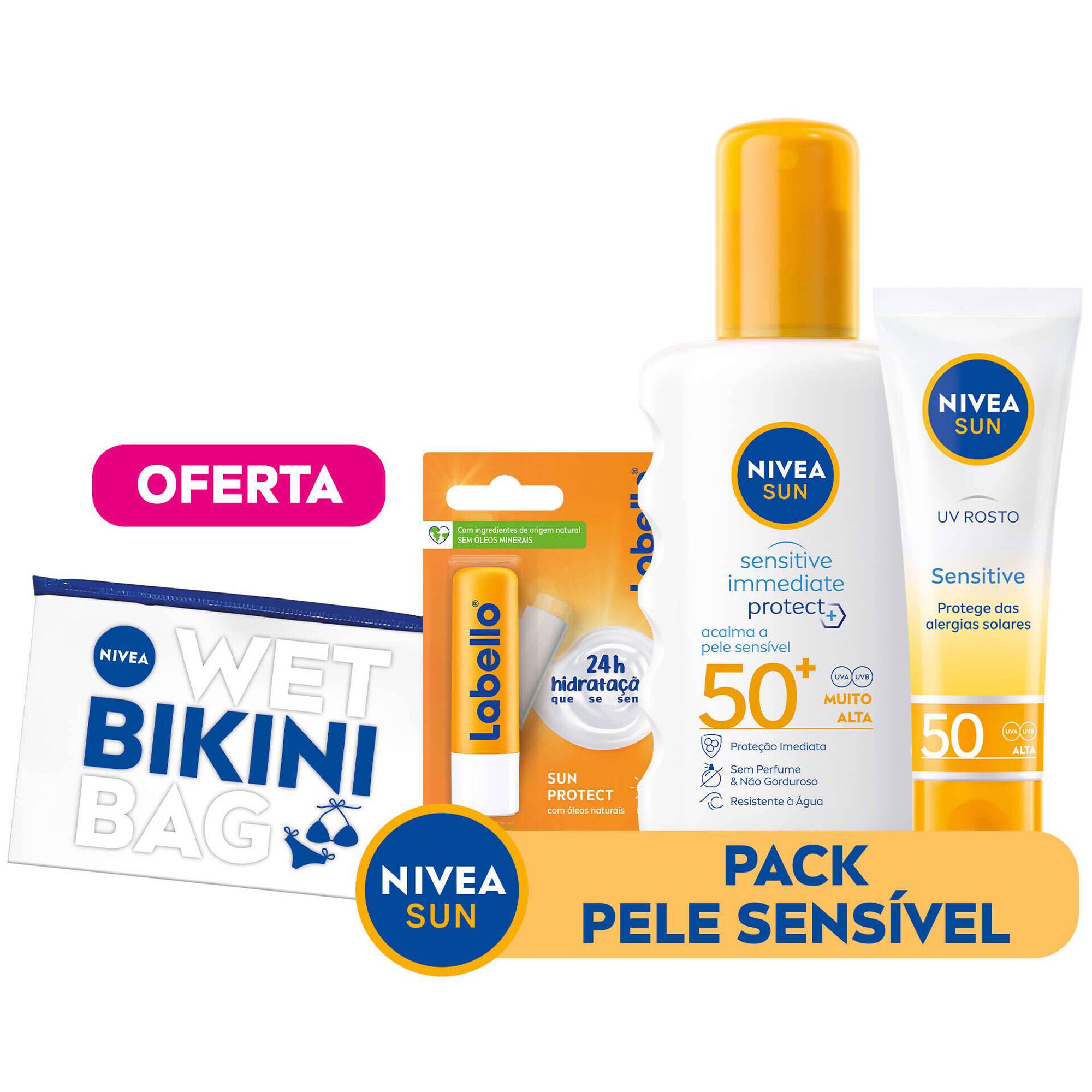 Conjunto Proteção Solar Rotina Pele Sensível + Oferta Bikini Bag