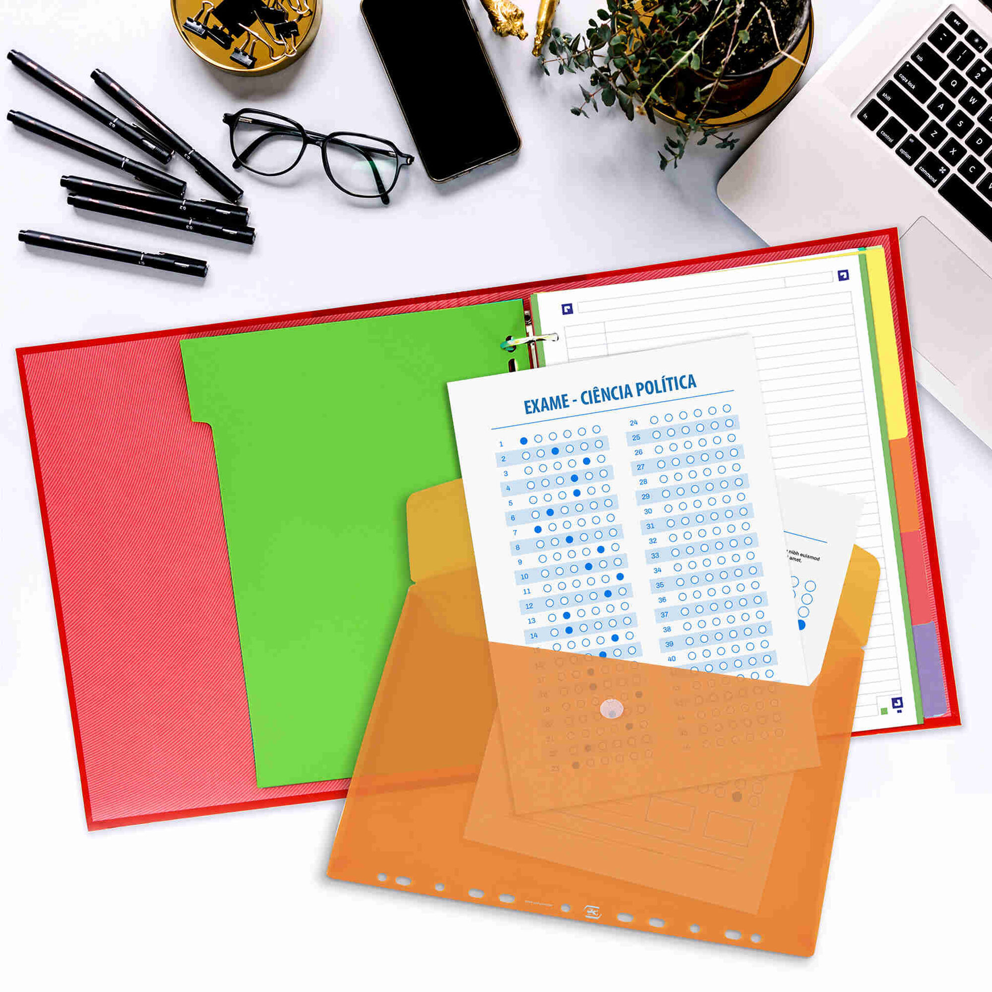 Classificador Envelope Perfurado com Mola A4 (várias cores)