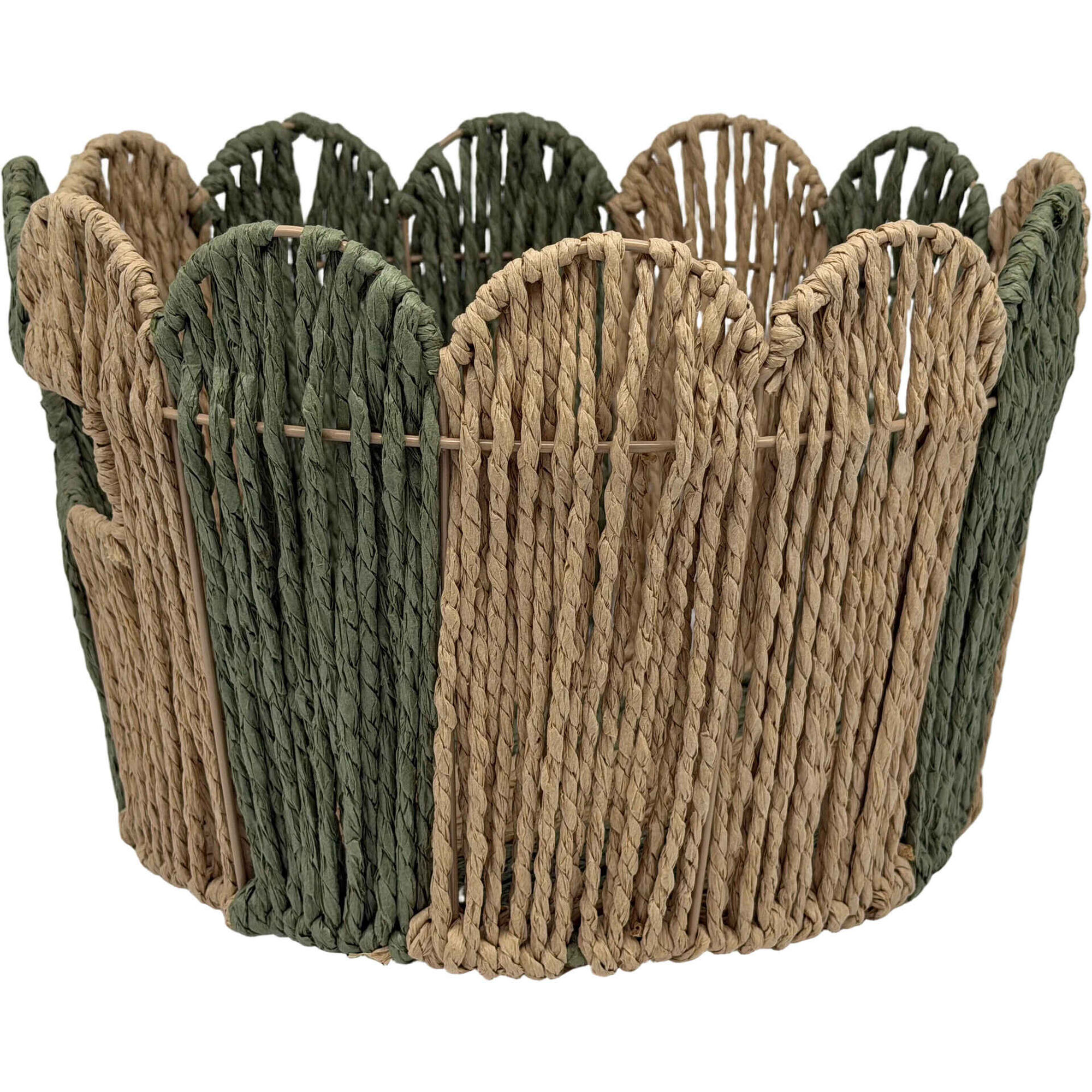 Cesto Recortado 32x21cm Riscas Verdes Kasa