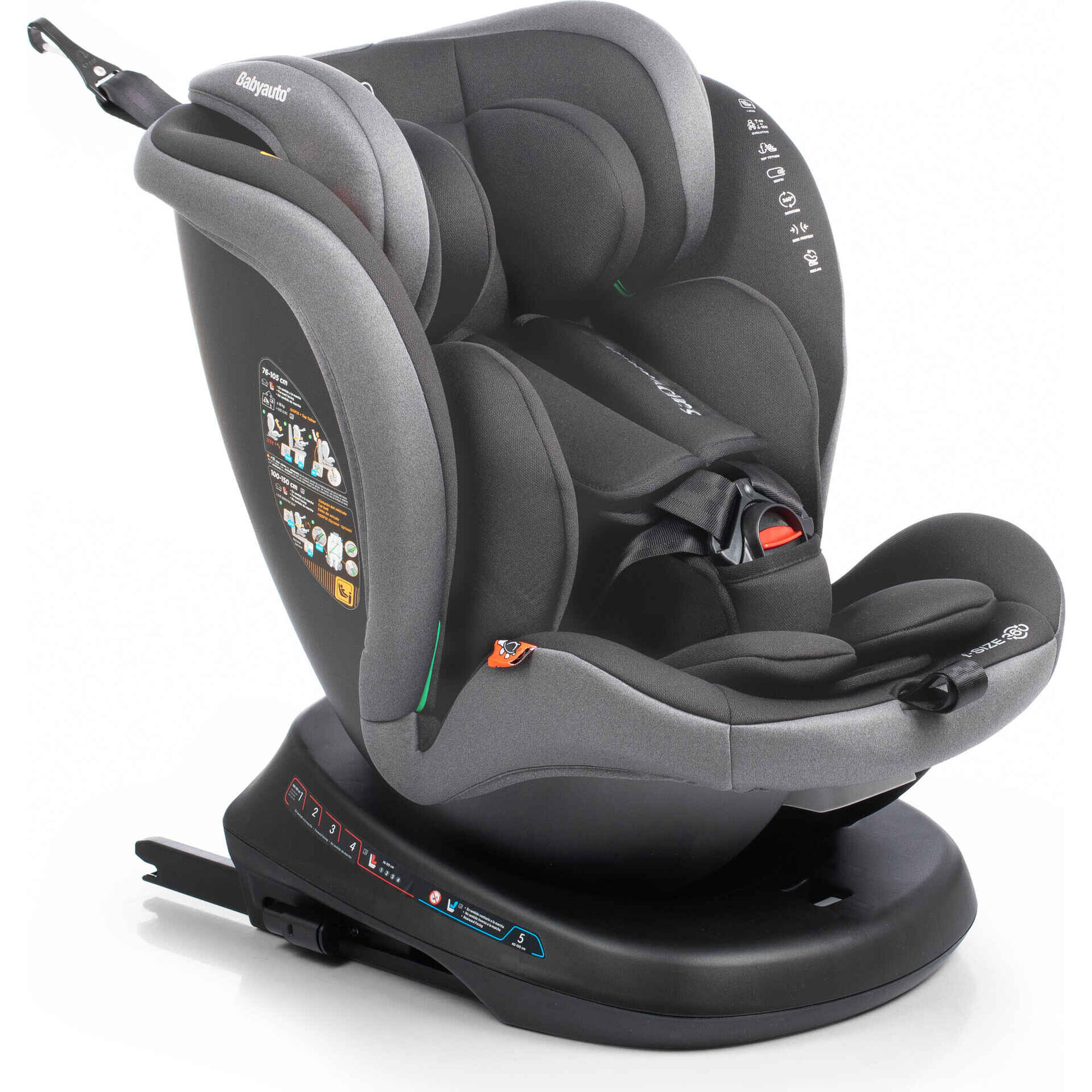Cadeira Auto I-Size 40-150cm Isofix Rotativa Rodia Fix Cinza Babyauto