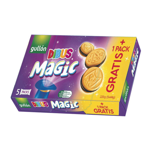 Bolachas Magic Dibus com Recheio de Chocolate Gullón
