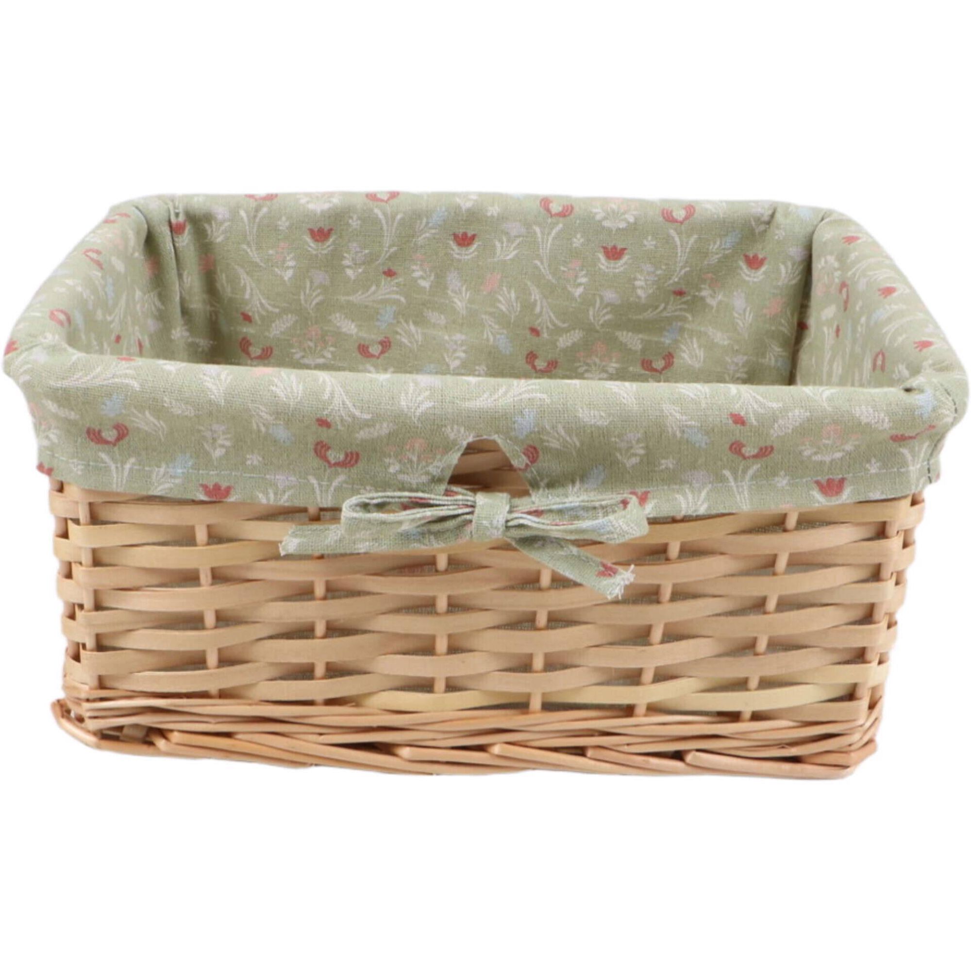 Cesto Tecido com Flores 33x23x16cm Verde