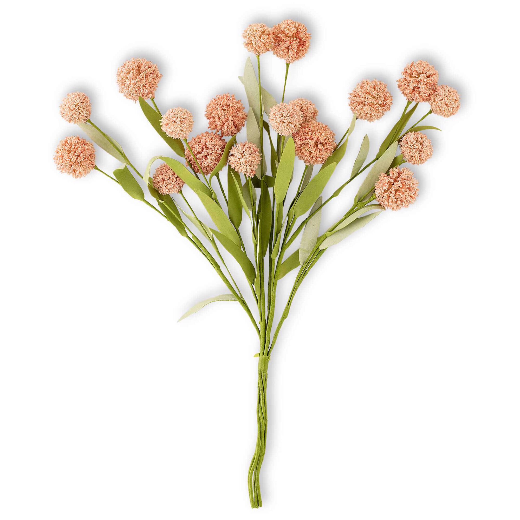 Haste Artificial 40cm Flores Bola Rosa Claro