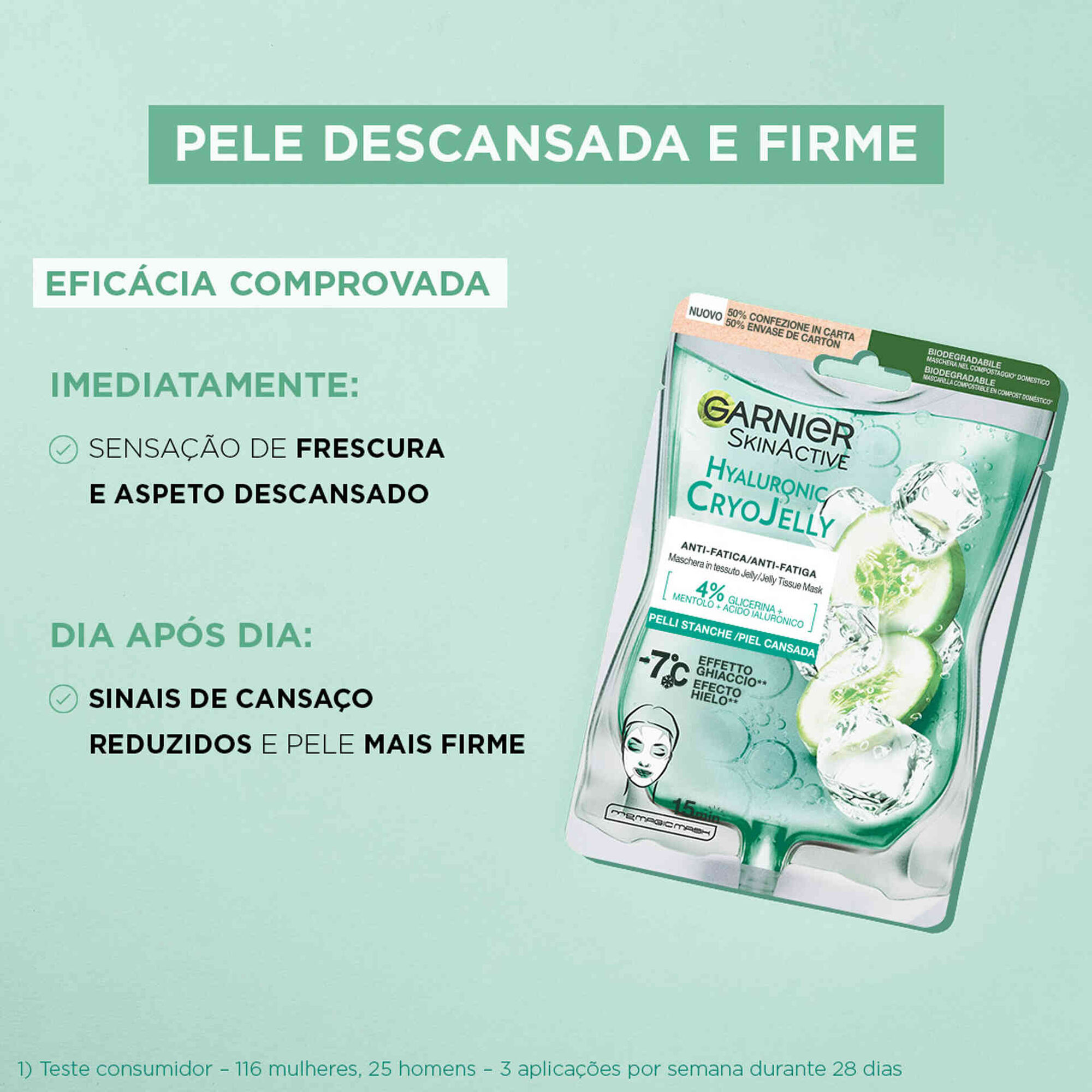 Máscara Facial Tecido CryoJelly Aloe Hialurónico Pele Cansada
