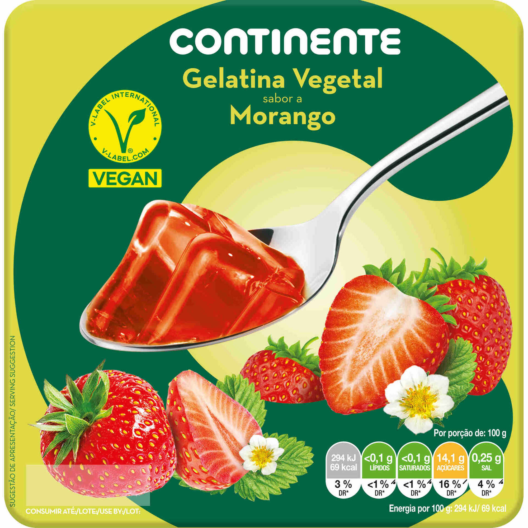 Gelatina Vegetal Pronta Morango