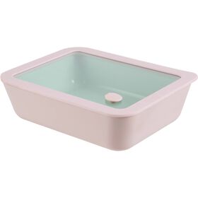 Caixa Hermética Retangular Vidro com Tampa 1,4L Rosa Caixa Hermética Retangular Vidro com Tampa 1,4L Rosa