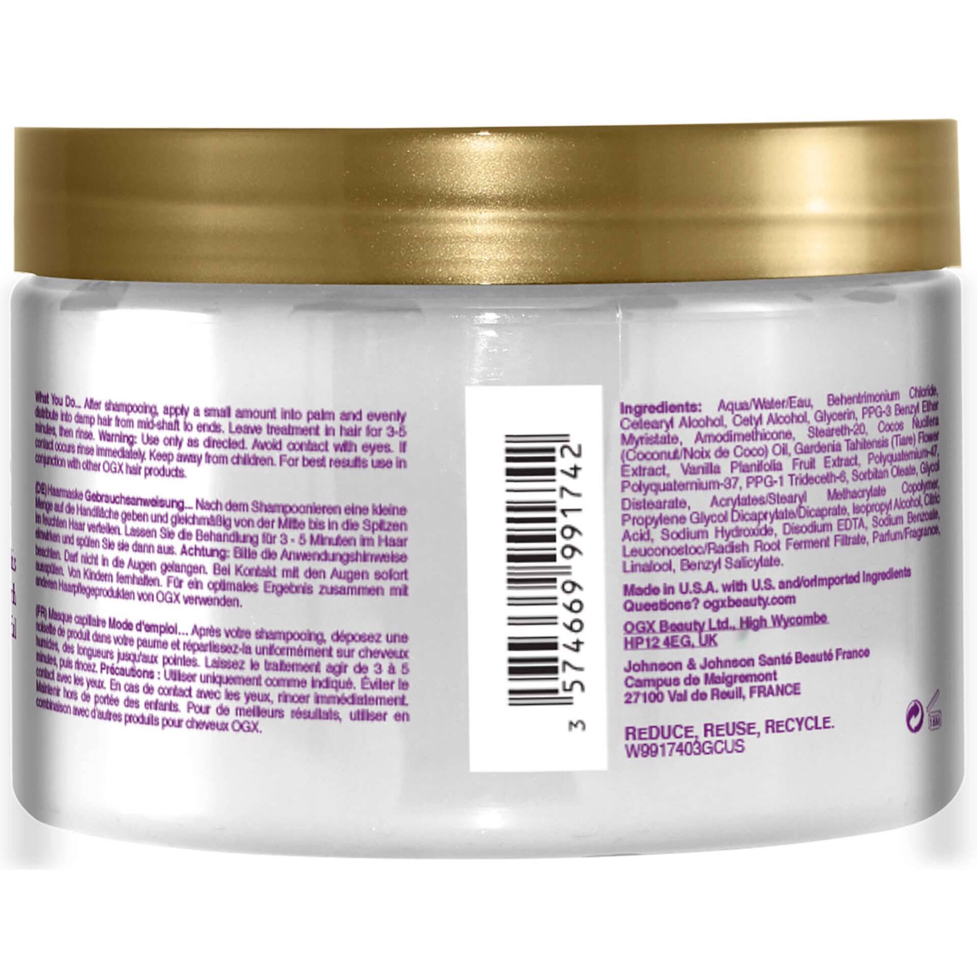 M&aacute;scara Cabelo Extra Strength Leite de Coco