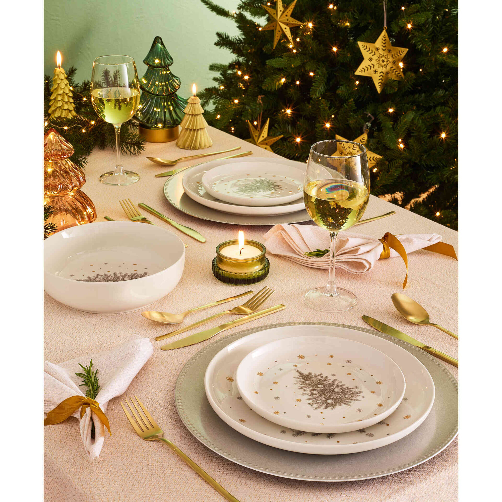 Taça Árvore Cinza e Dourado