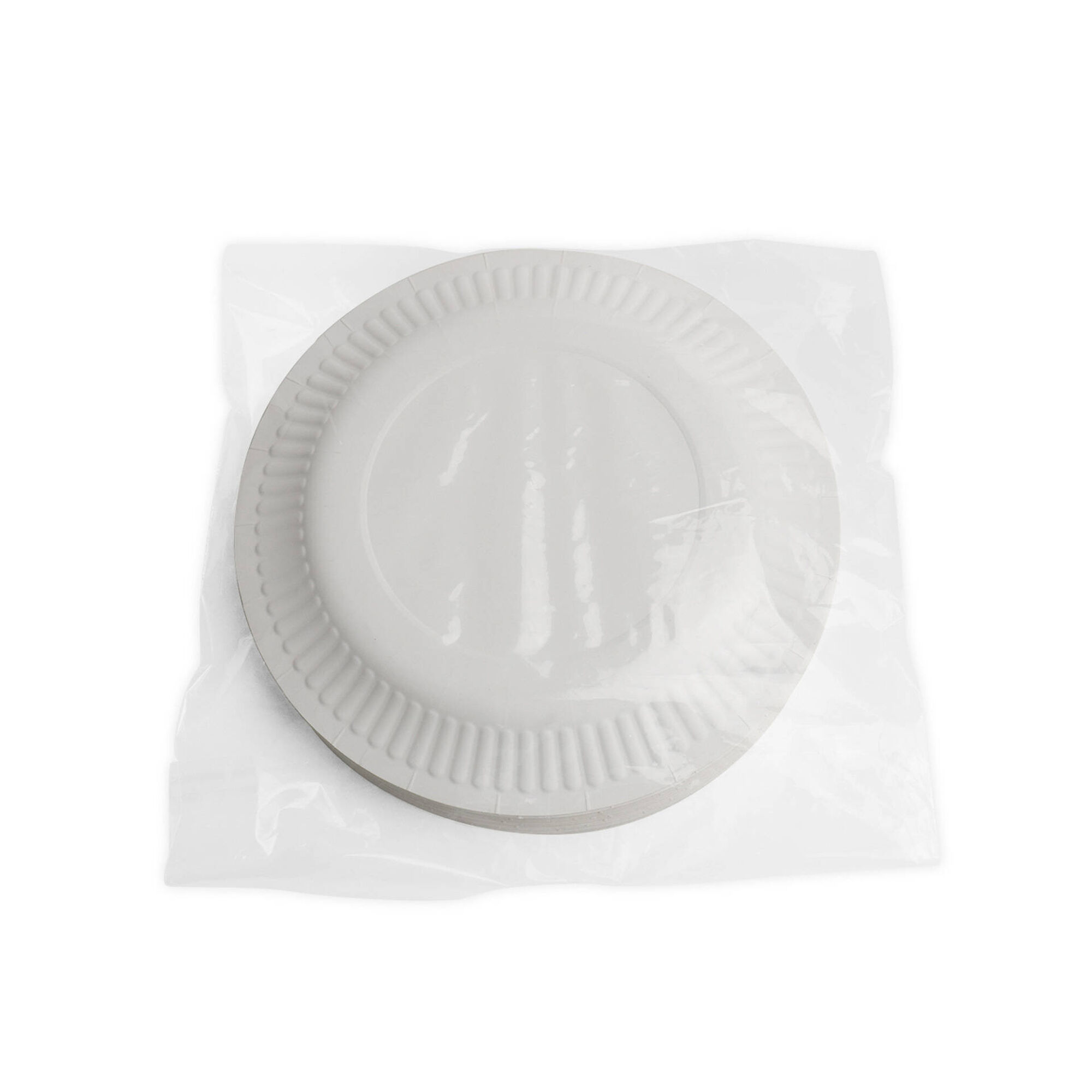 Conjunto 50 Pratos Refeição Papel Branco 23cm